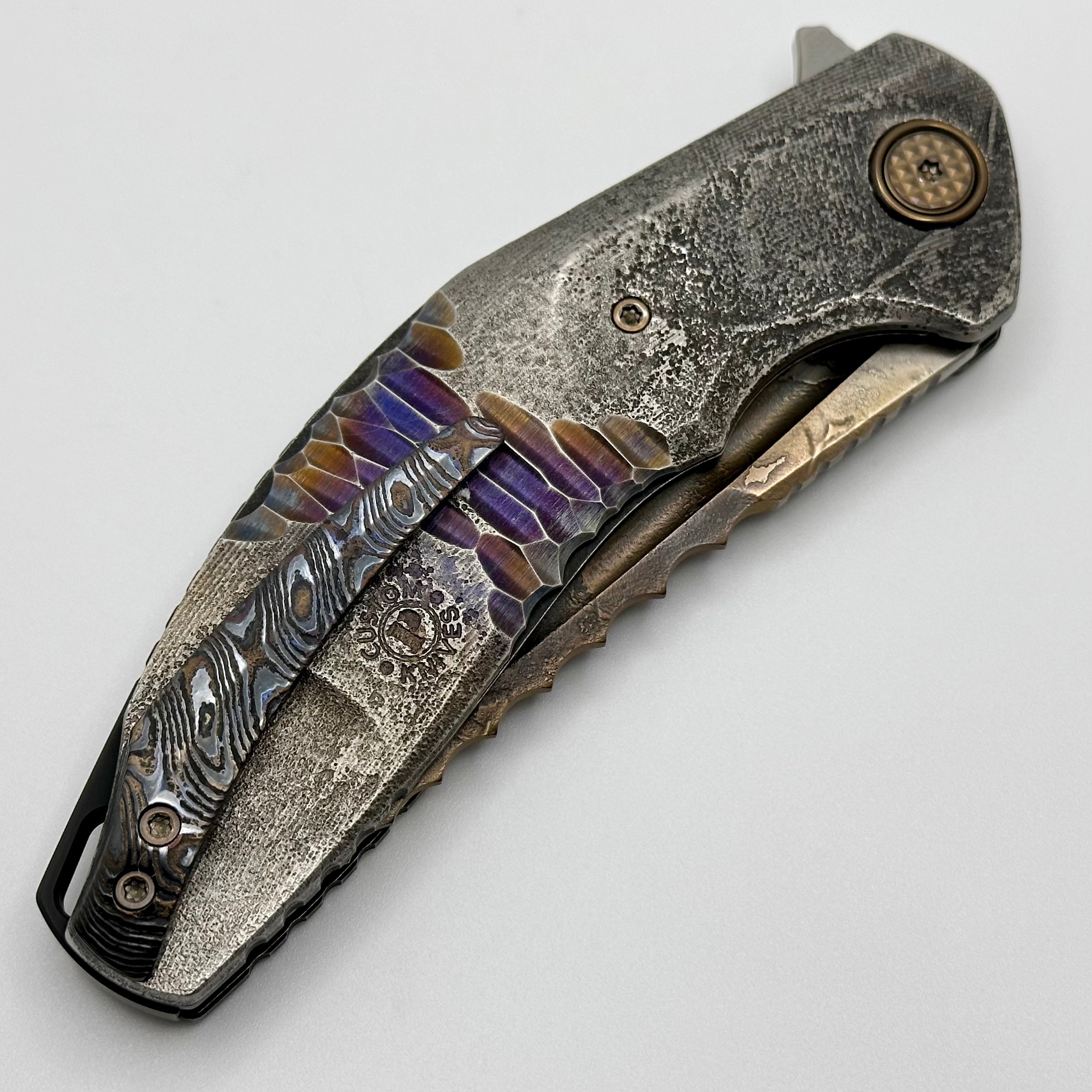 Premium Custom Knife Factory ONE OFF Textured Titanium Marauder - Ultimate Collector's Edition