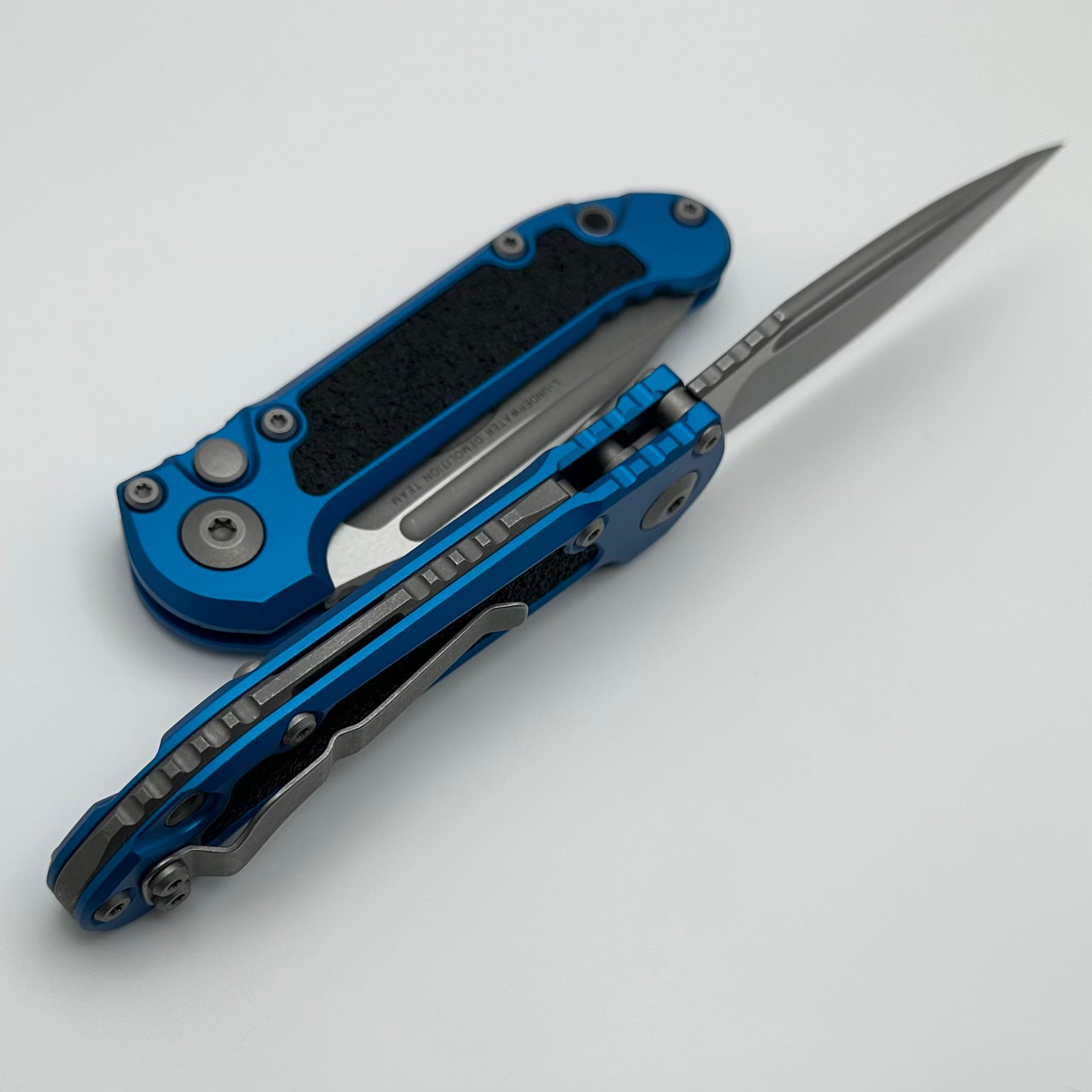 Premium Microtech LUDT Gen III Apocalyptic Drop Point Knife - Blue Aluminum Handle