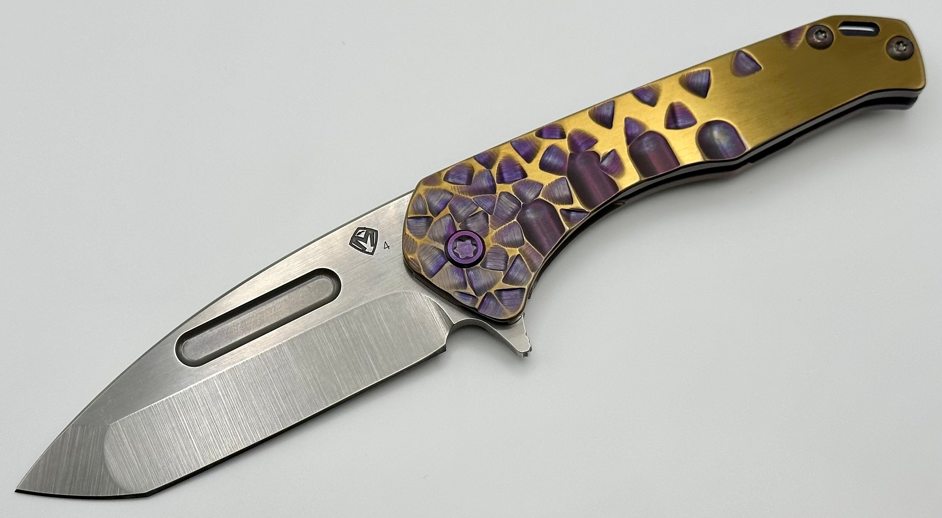 Medford Praetorian Slim Flipper Knife - Premium S45VN Tanto Blade & Bronze/Violet Handles