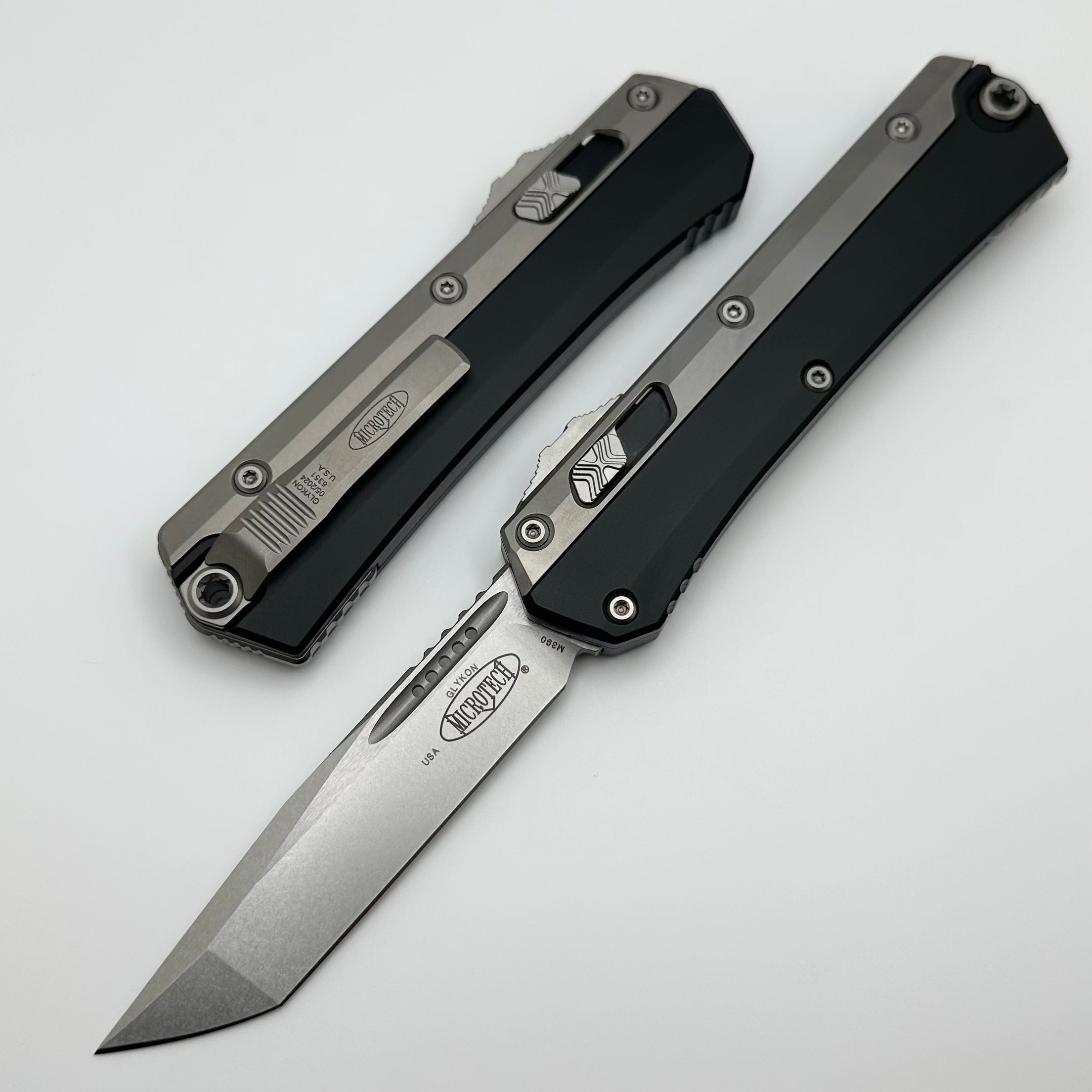 Premium Microtech Glykon Tanto Knife - Stonewash & Bead Blast Design