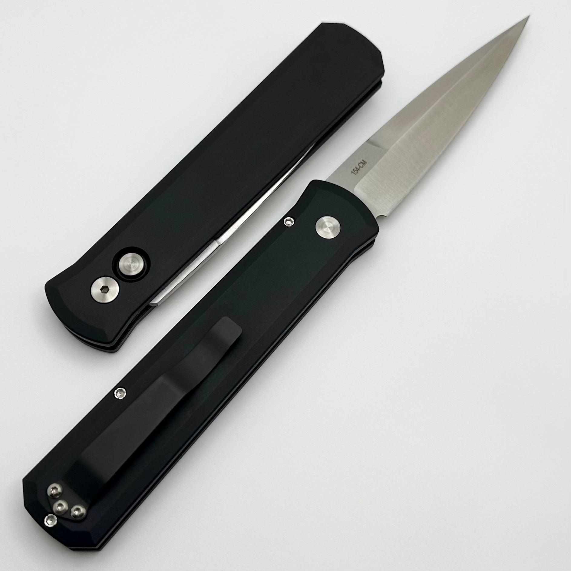 Pro-Tech Godfather Premium Automatic Knife - Black Handle & Satin 154-CM Blade