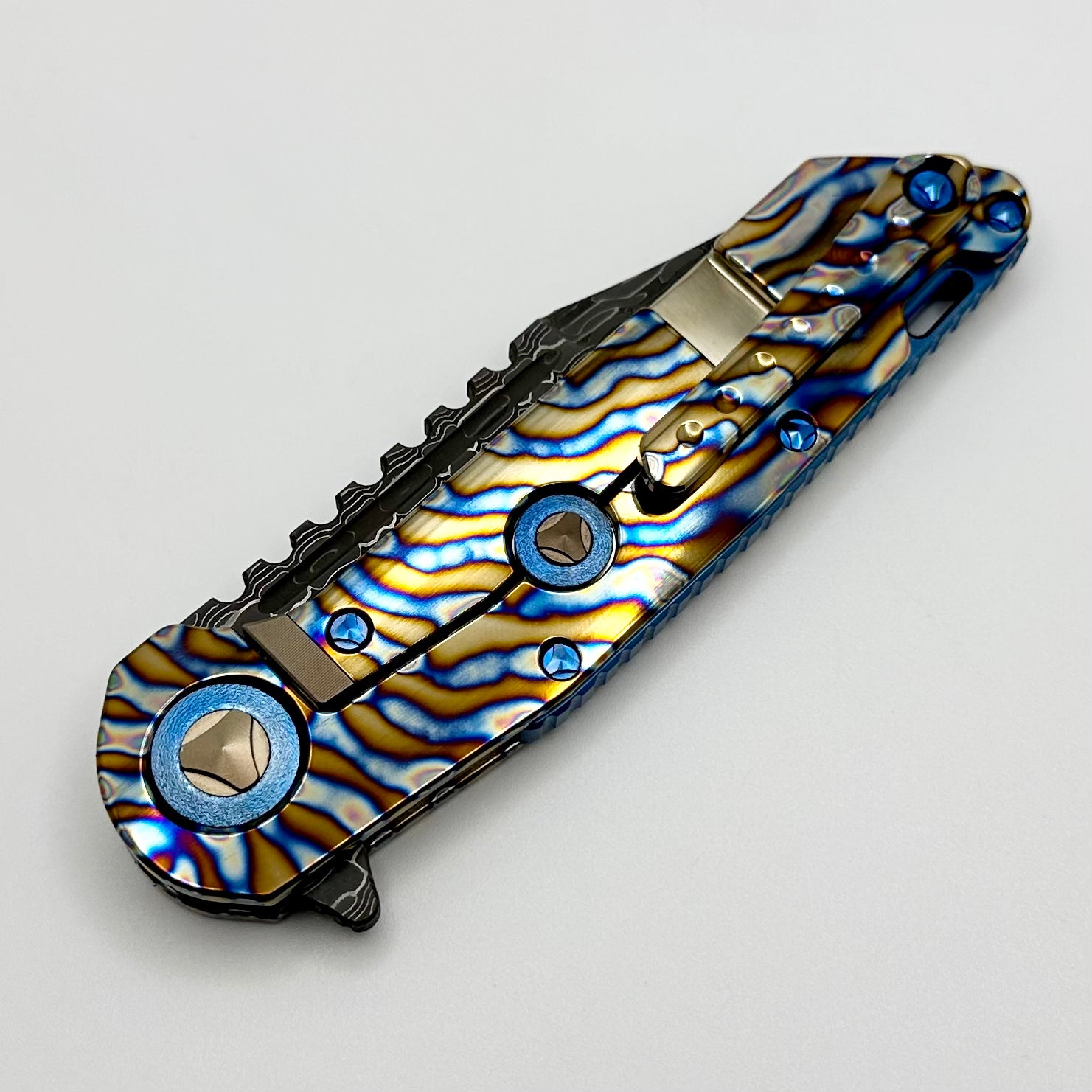 Premium Marfione Warhound Titanium Knife with Vegas Forge Reptilian Damascus Blade