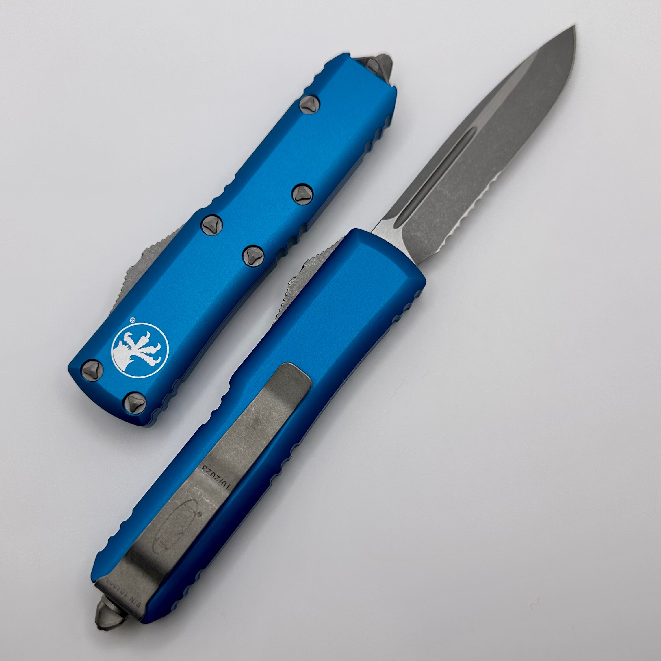 Microtech UTX-85 Apocalyptic EDC Knife - Premium M390 Steel & Blue Aluminum Handle