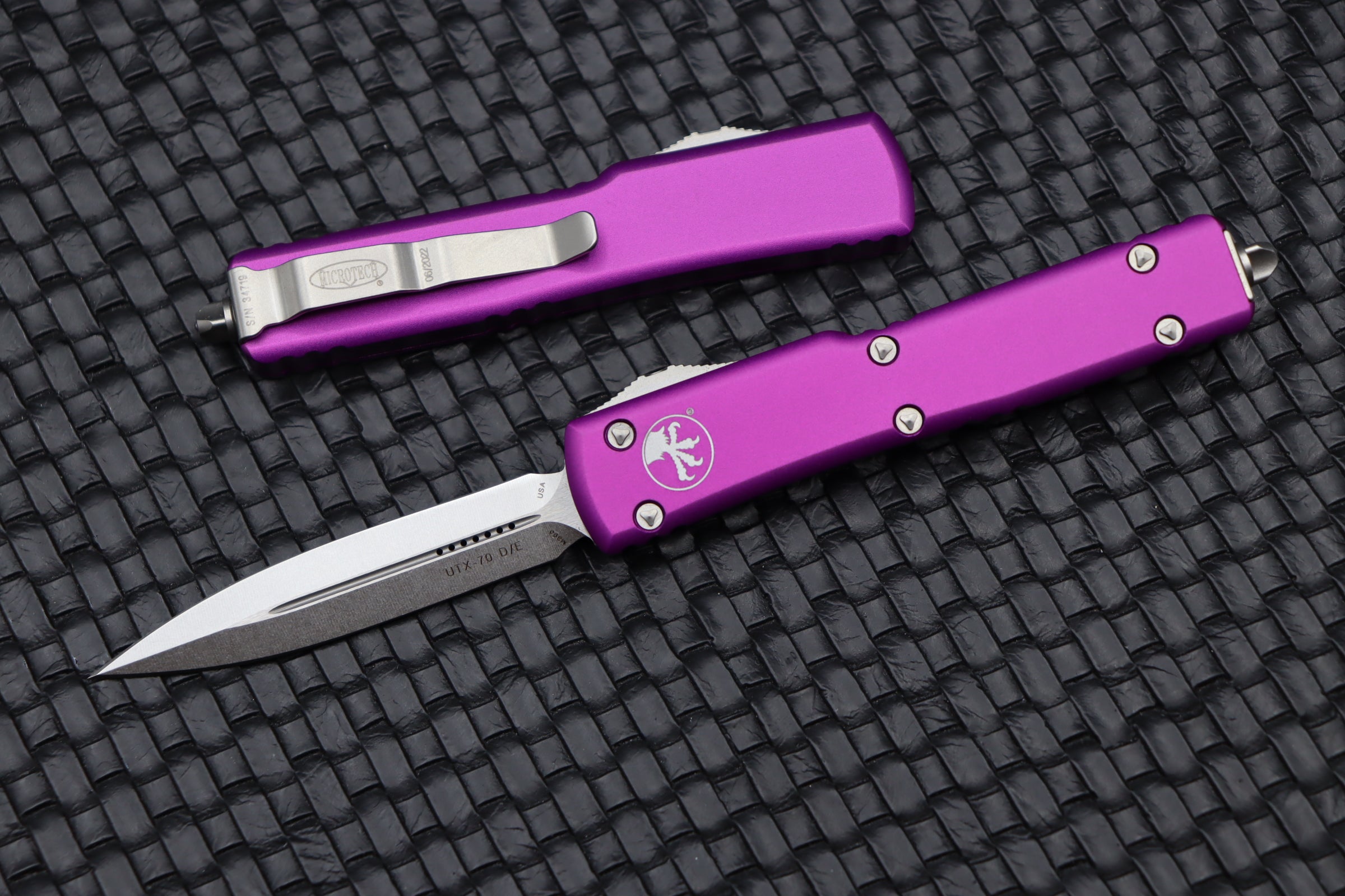 Microtech UTX-70 Premium EDC Knife - Stonewash & Violet