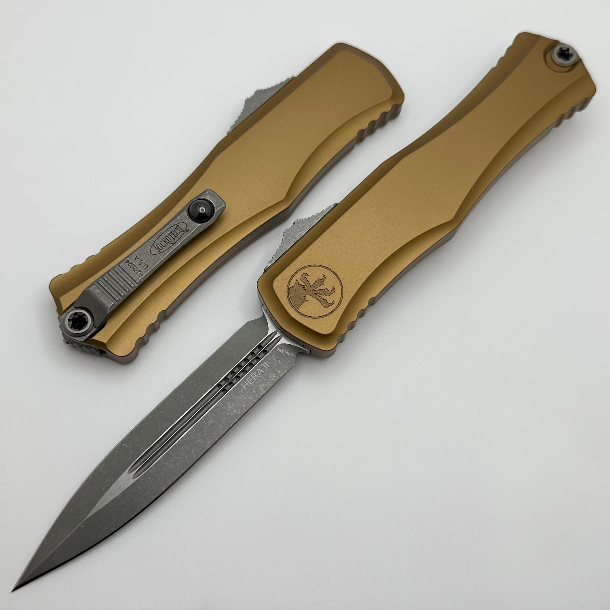 Microtech Hera II Apocalyptic Double Edge Knife - Tan Handle | Ultimate Tactical Tool