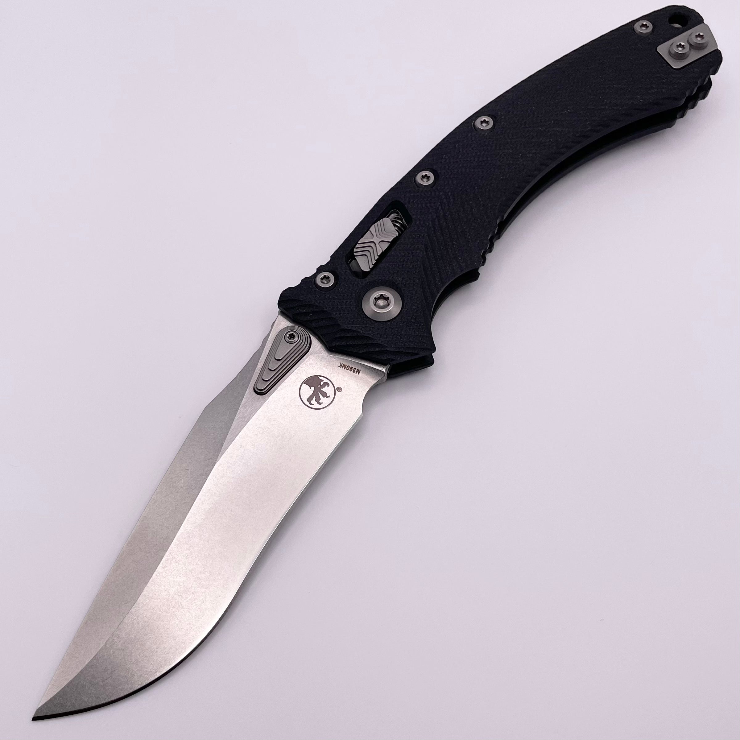 Premium Microtech Amphibian RAM LOK Knife - Black Fluted G-10 & Stonewash M390MK Blade
