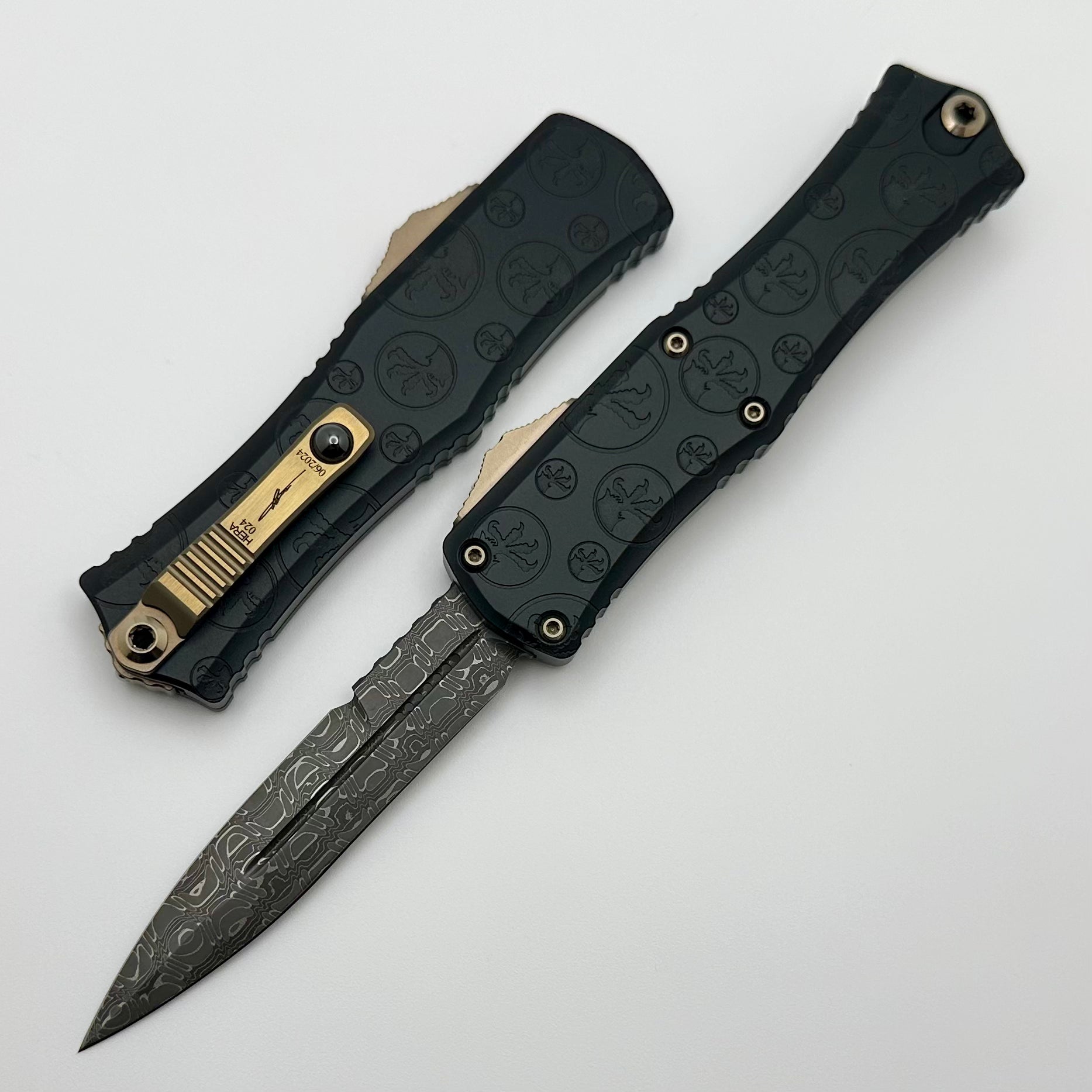 Microtech Hera II Mini Damascus Signature Series - Ultimate EDC Knife with Black Claw Burst Handle