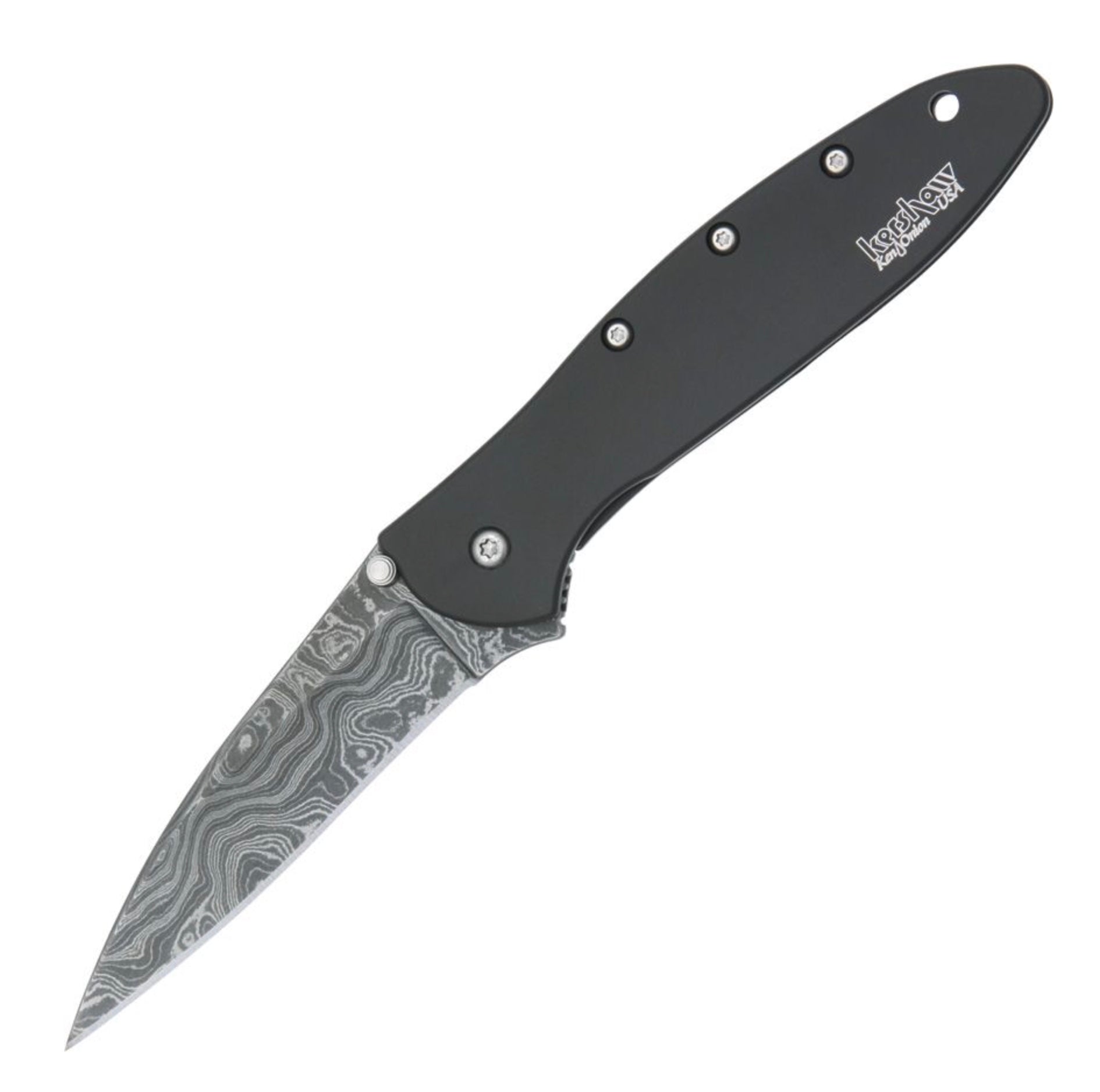 Kershaw Leek Premium Damascus Pocketknife with Tungsten DLC Handles