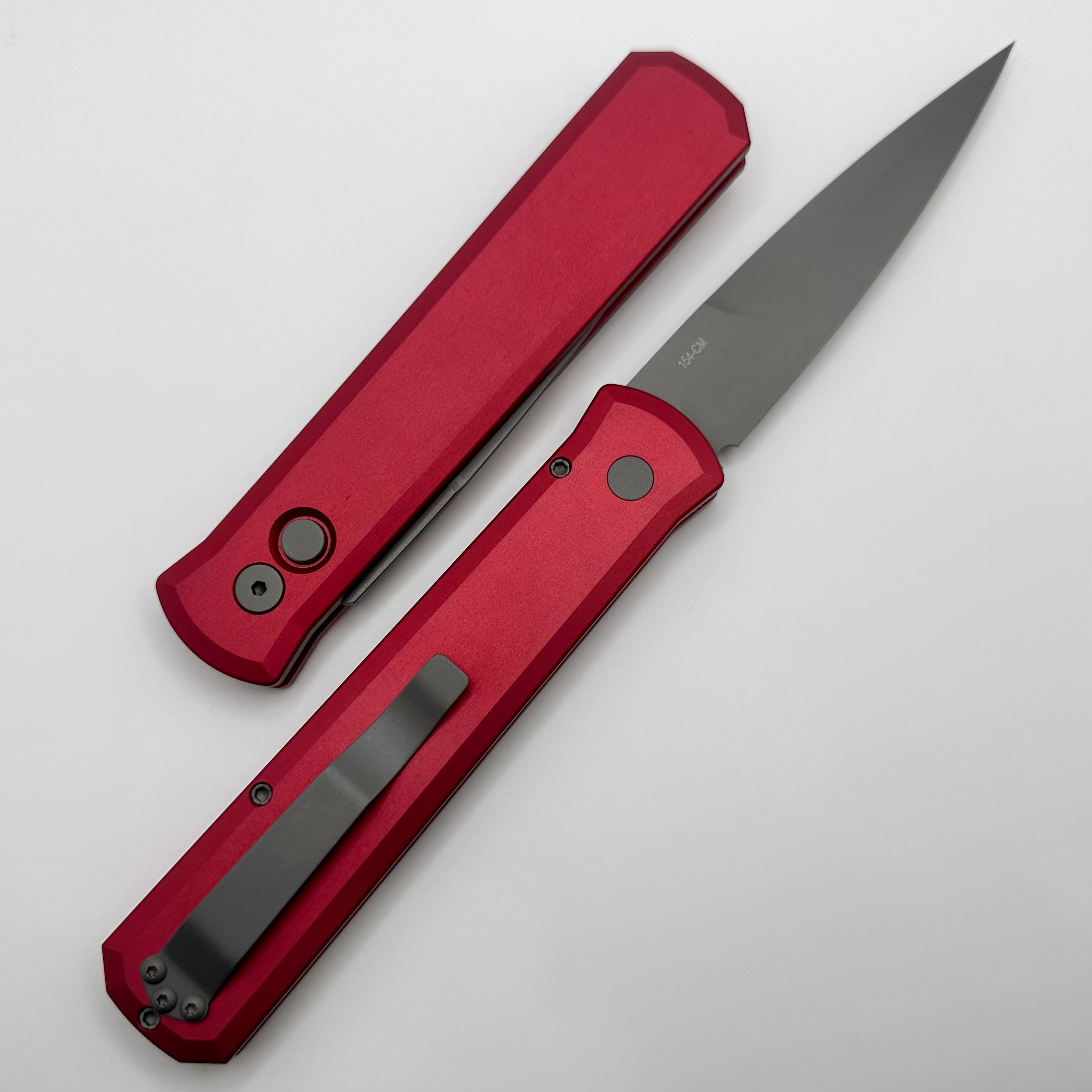 Pro-Tech Godfather Ultimate Automatic Knife - Red Handle & Blasted 154-CM Blade