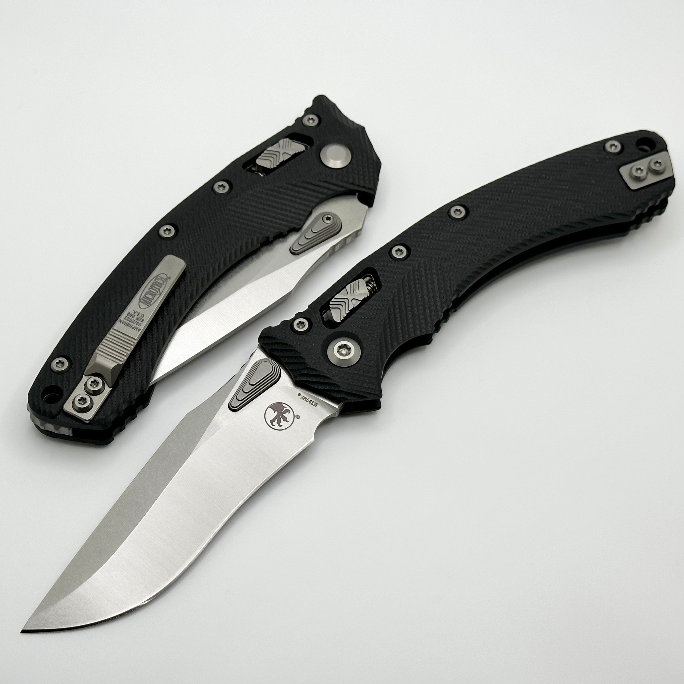 Microtech Amphibian RAM LOK Tactical Knife - Premium Black Fluted G-10 & Stonewash M390MK Blade