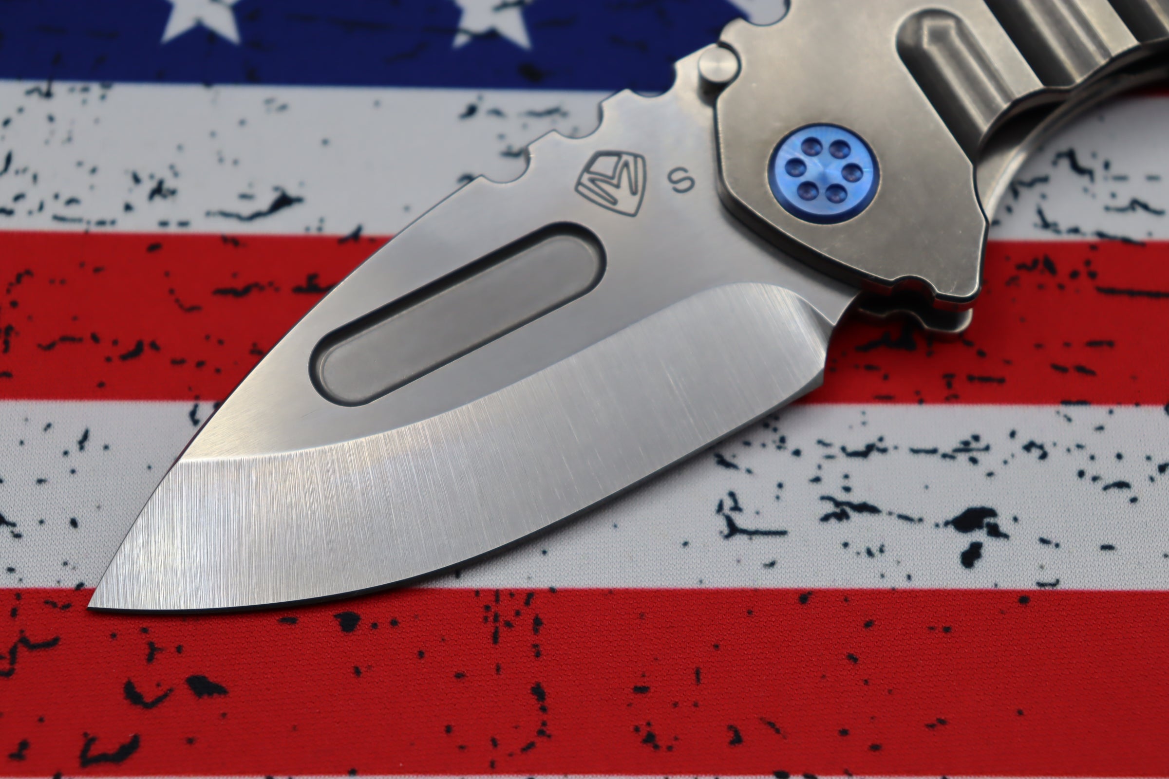 Medford Praetorian Genesis T S35 Tactical Folding Knife - Premium Drop Point Design with Blue Hardware