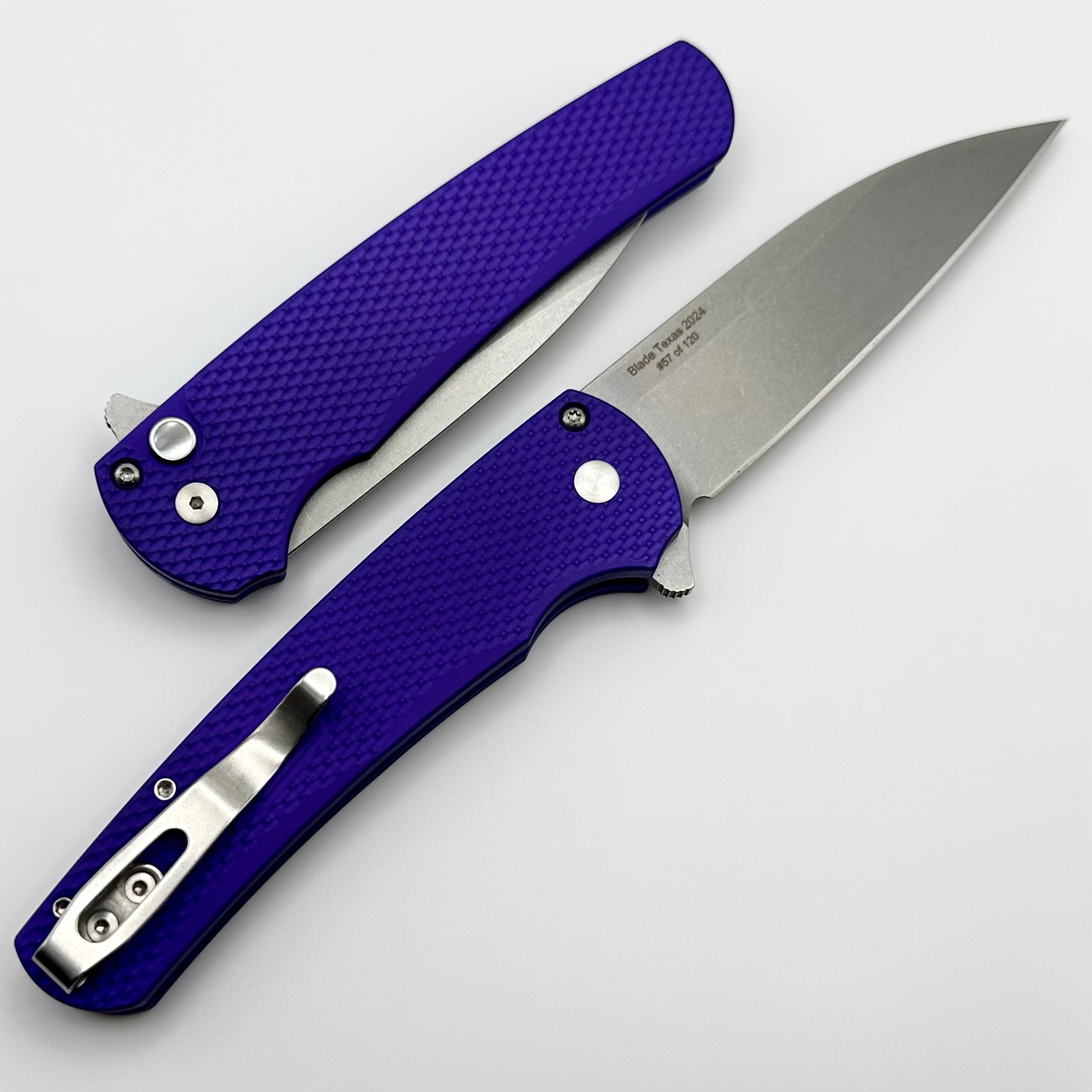 Pro-Tech Malibu 2024 Premium Folding Knife - Purple Handle & Stonewash MagnaCut Blade