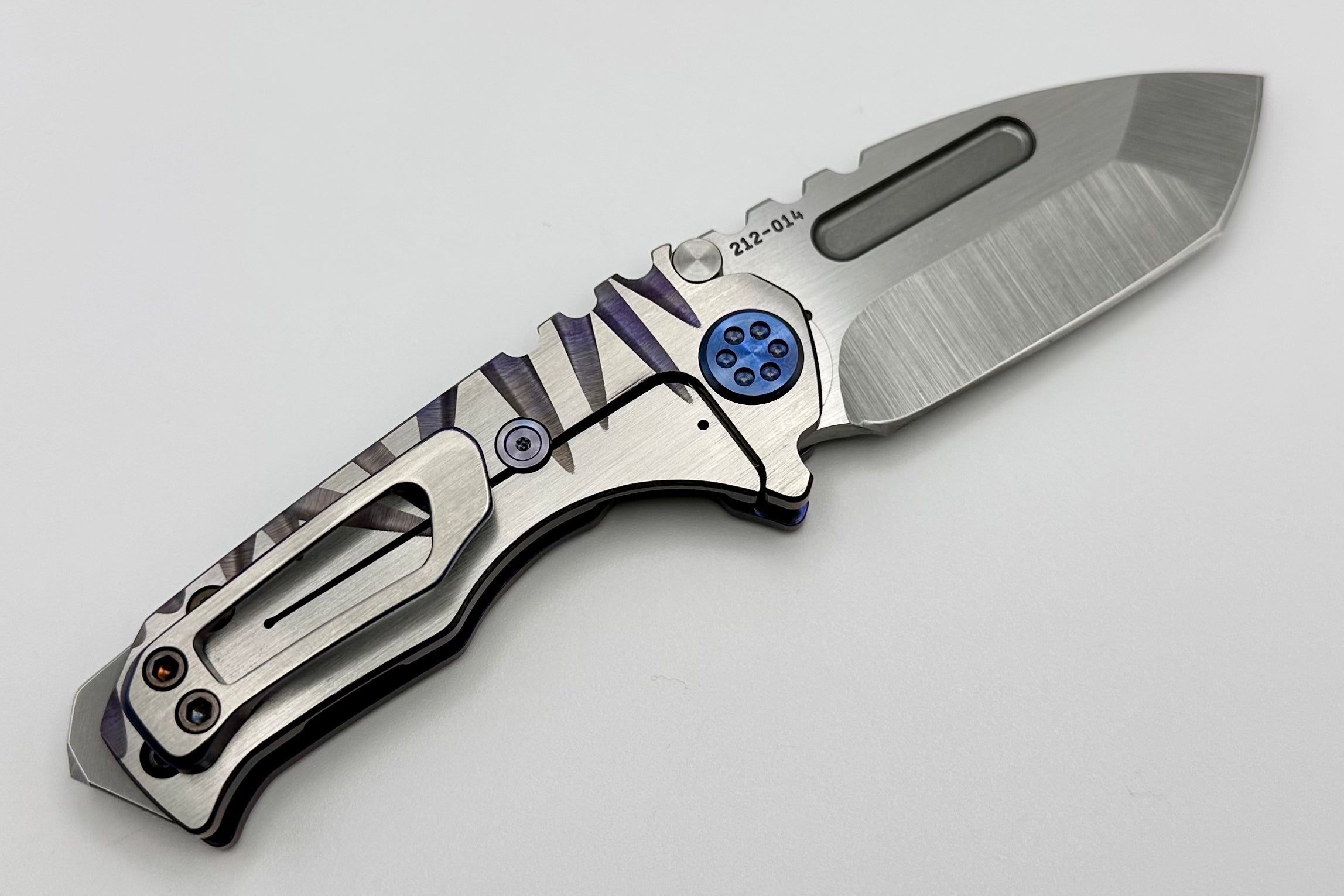 Medford Micro Praetorian T - Compact Tactical Knife with S45 Tumbled Tanto Blade & Violet Accents