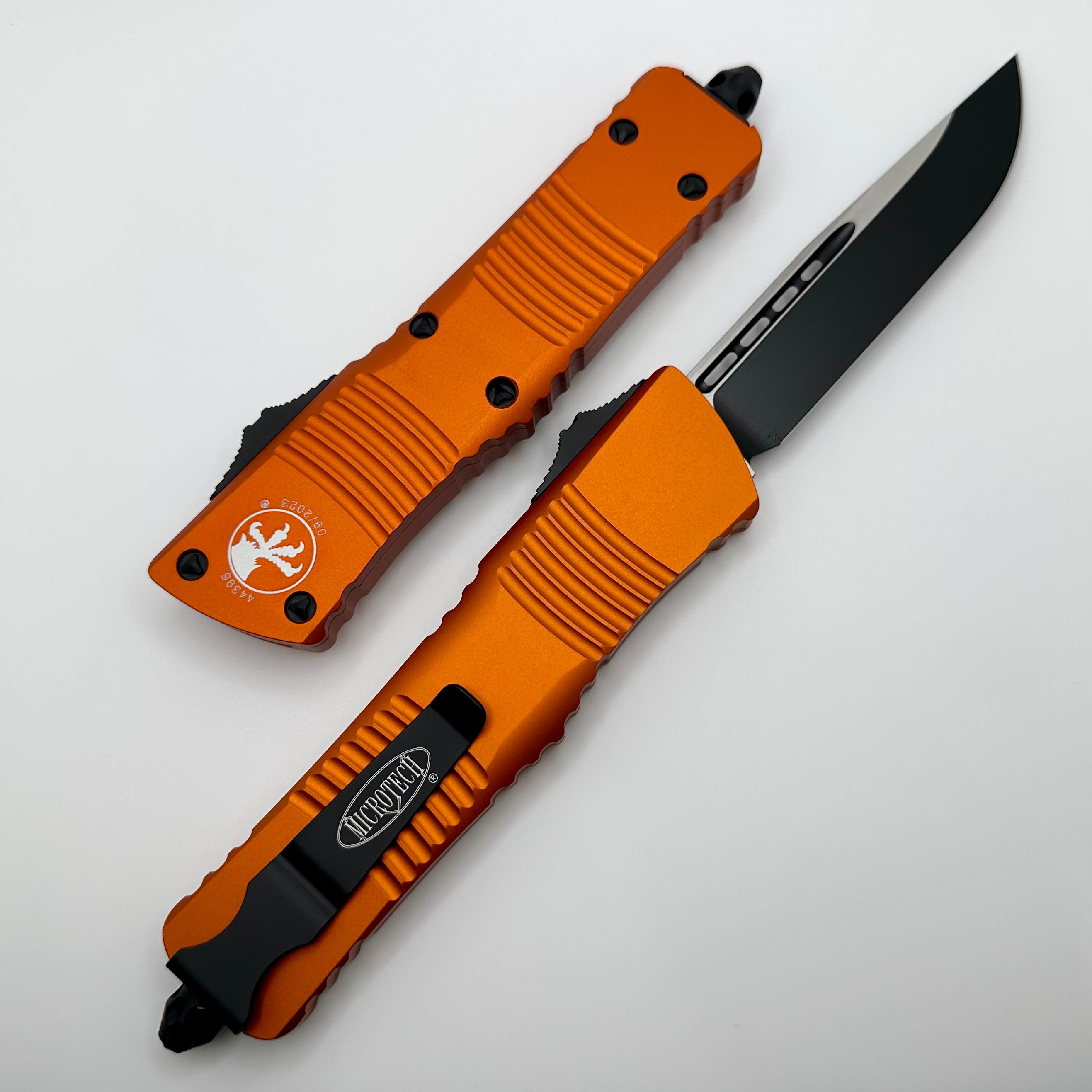 Premium Microtech Combat Troodon OTF Knife - Black & Orange Tactical EDC