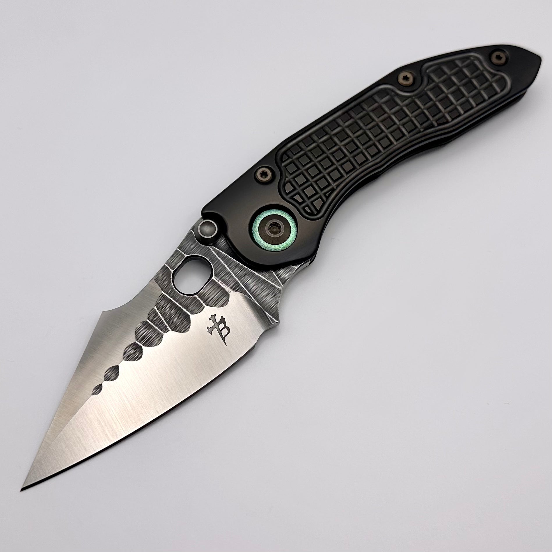 Premium Borka Blades Frag DLC Knife - Torched Accents & Rock Ground M390 Steel