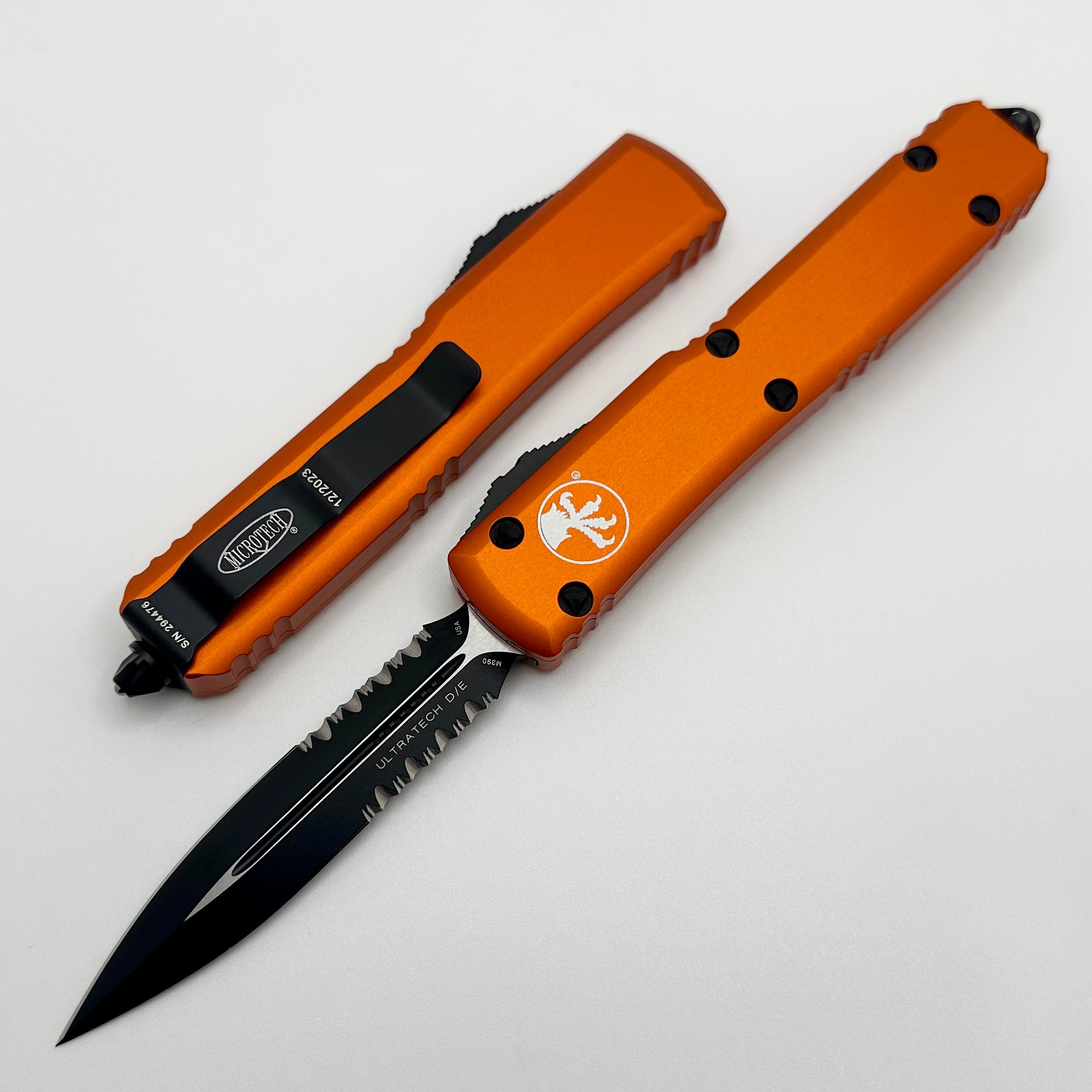 Microtech Ultratech D/E Black Partial Serrated & Orange Tactical Knife - Premium OTF Design
