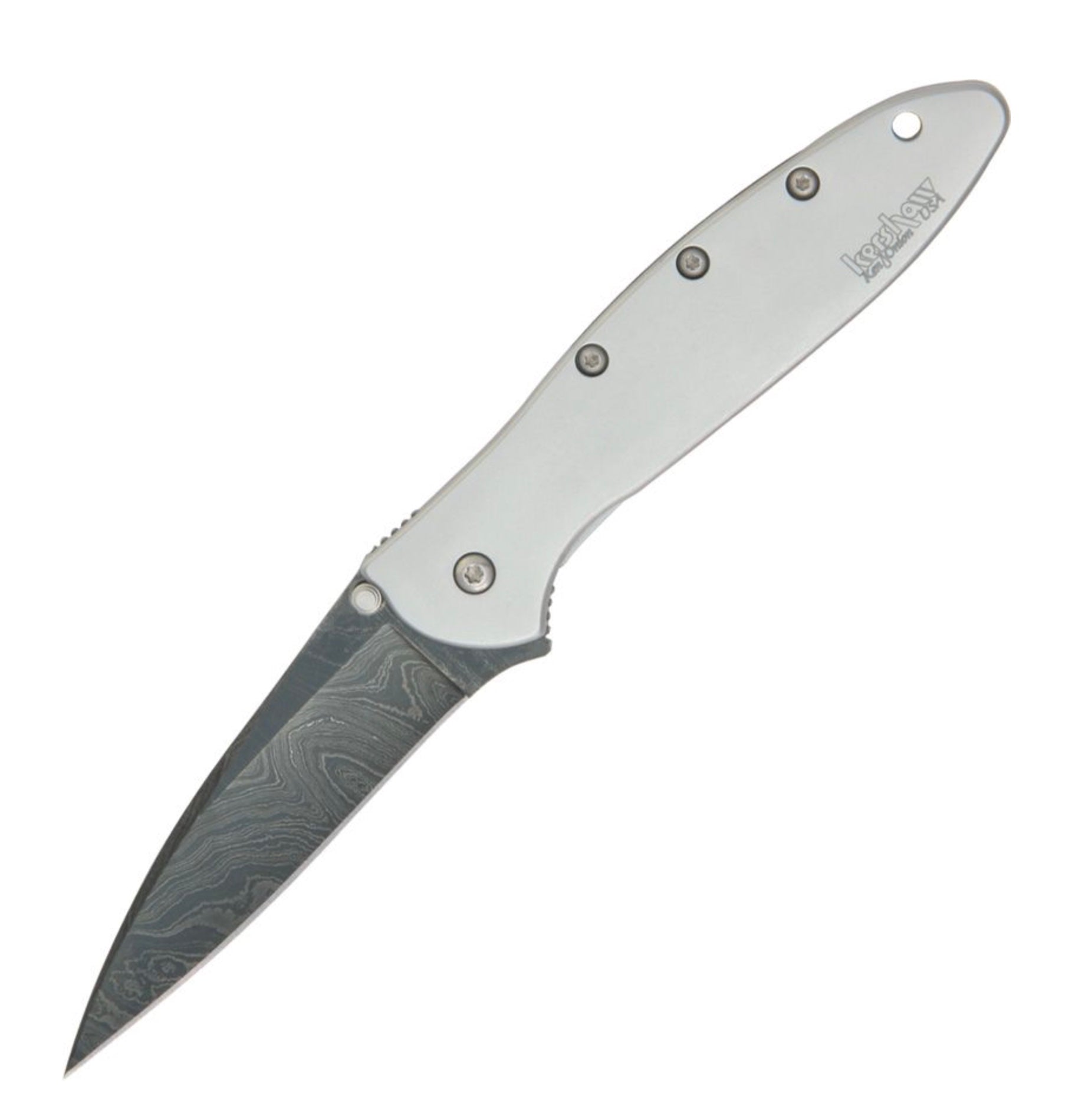 Kershaw Leek Damascus Premium Pocketknife with Bead Blast Stainless Handles