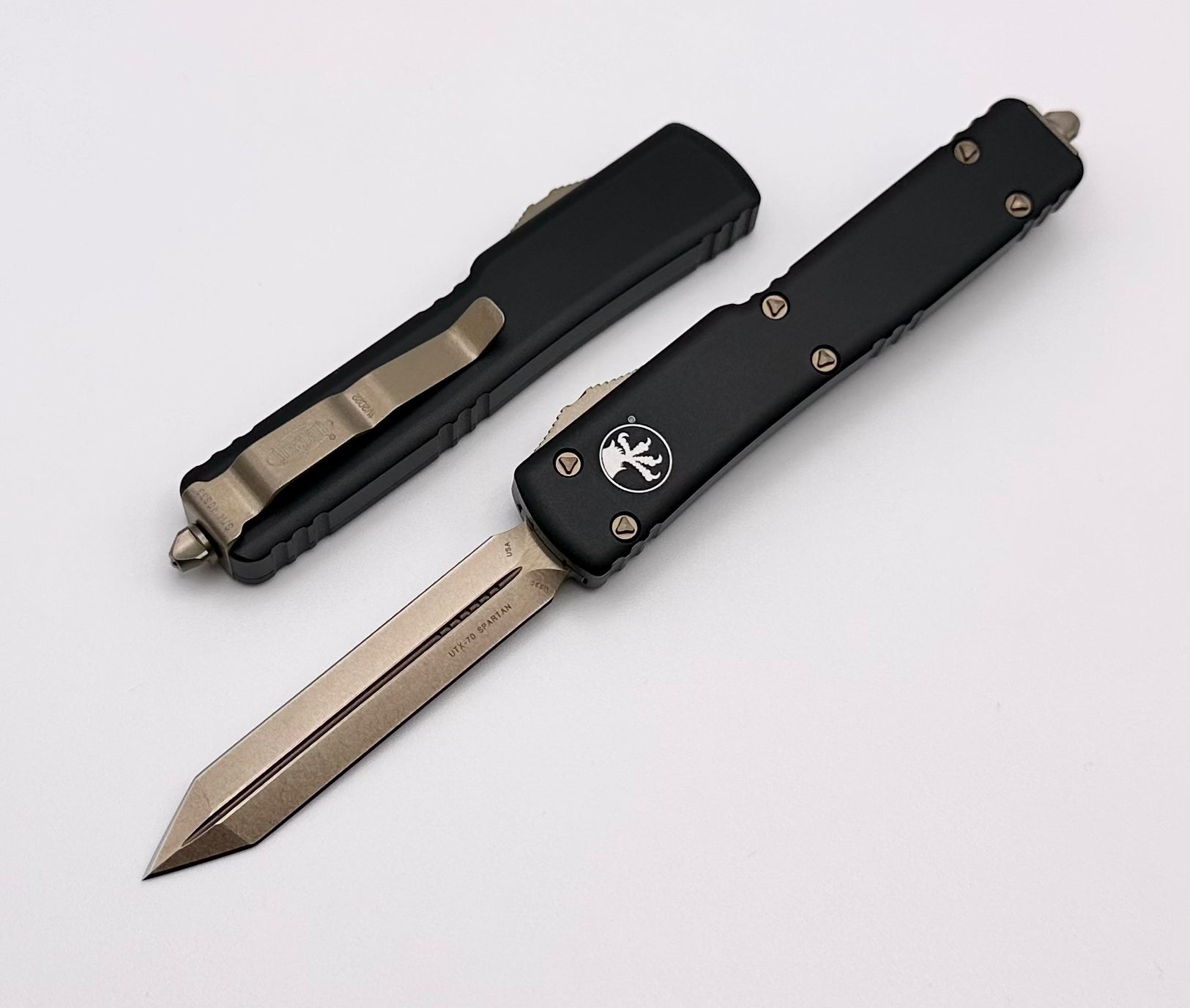 Premium Microtech UTX-70 Spartan Compact Tactical Knife - Bronzed Finish