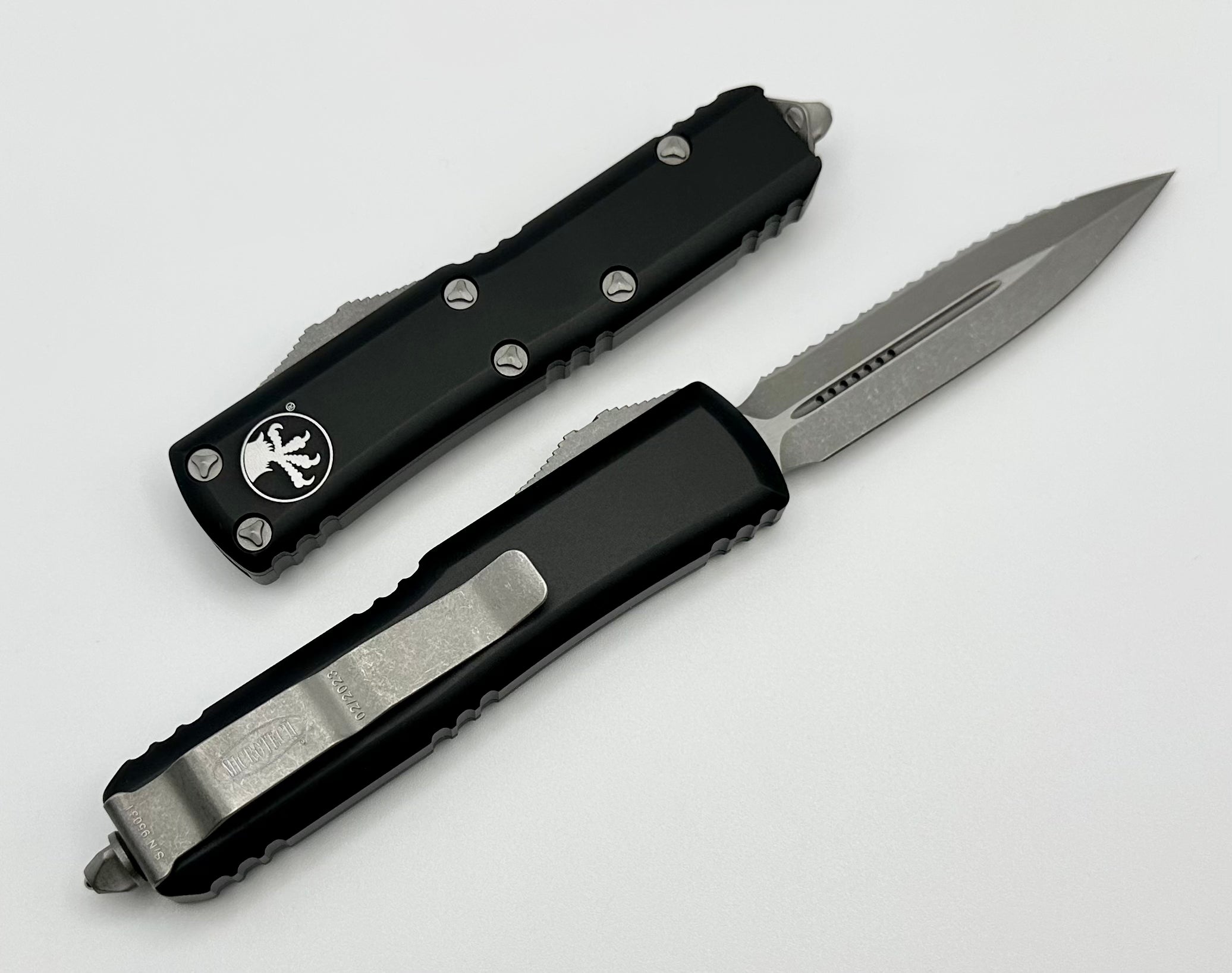 Premium Microtech UTX-85 Double Edge Apocalyptic Full Serrated & Black Tactical Knife