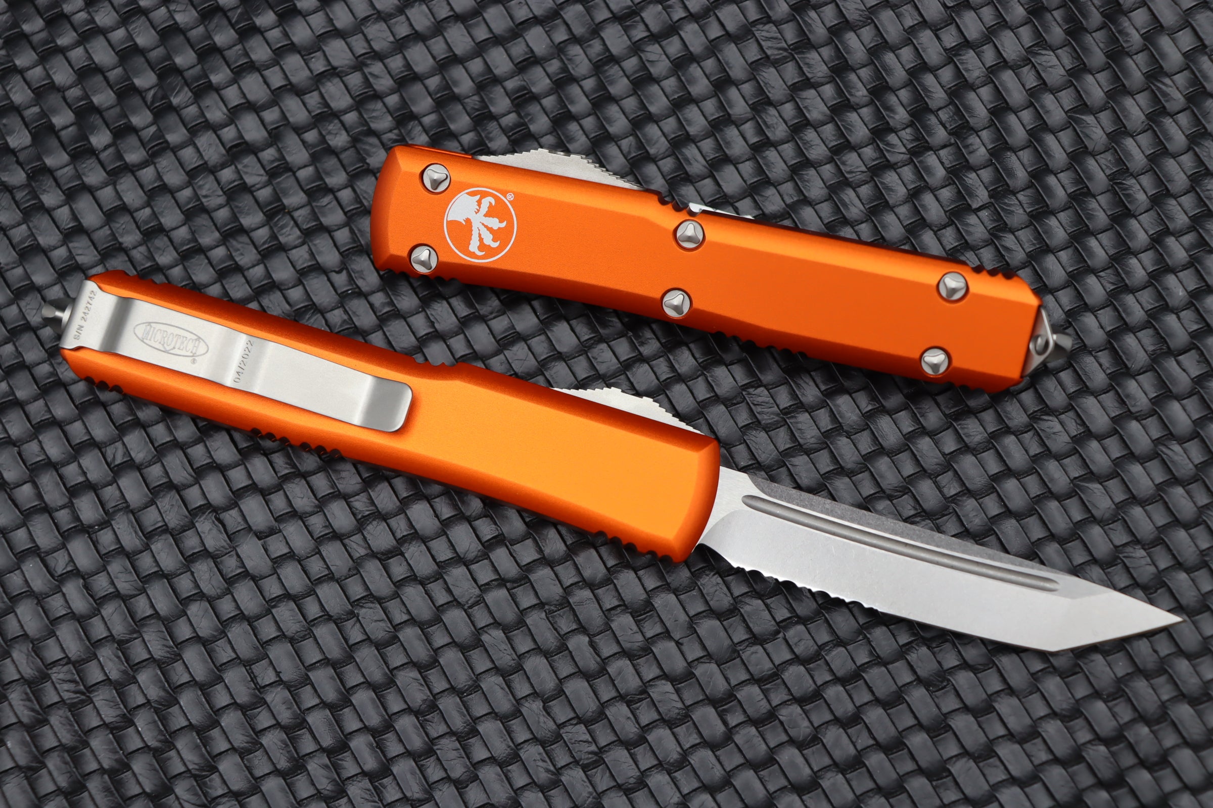 Premium Microtech Ultratech Tanto Blade - Orange Stonewash Finish