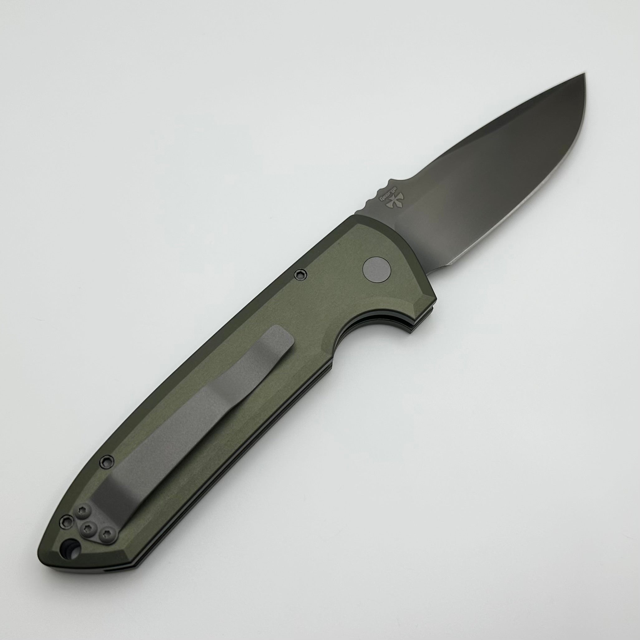 Pro-Tech Les George Rockeye: Premium Green Handle & Smoky Grey DLC Knife (Pre-Owned)