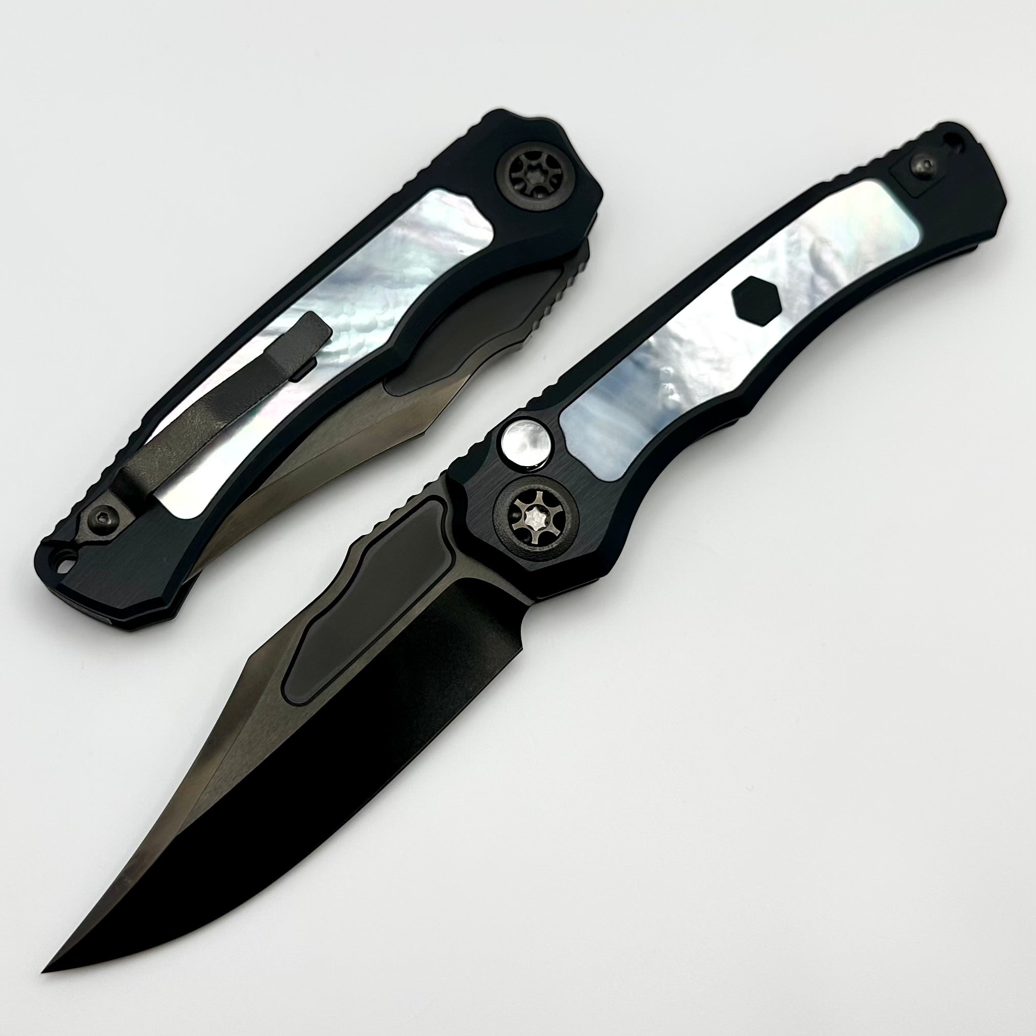 Heretic Knives Premium Wraith Auto V4 - Mother of Pearl Inlays & High Sheen DLC MagnaCut Blade