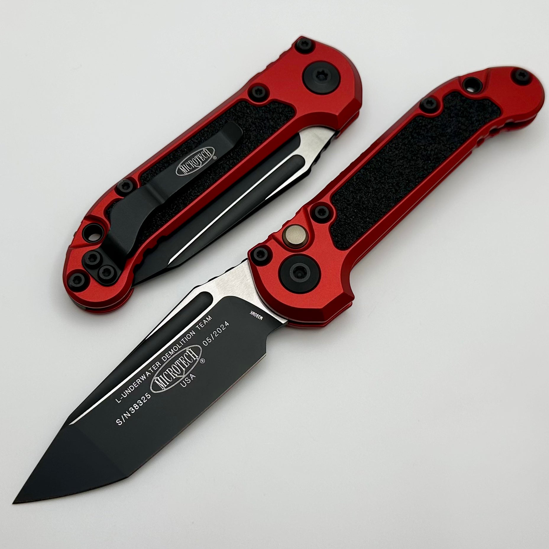 Premium Microtech LUDT Gen III Tanto Folding Knife - Black Blade with Red Handle