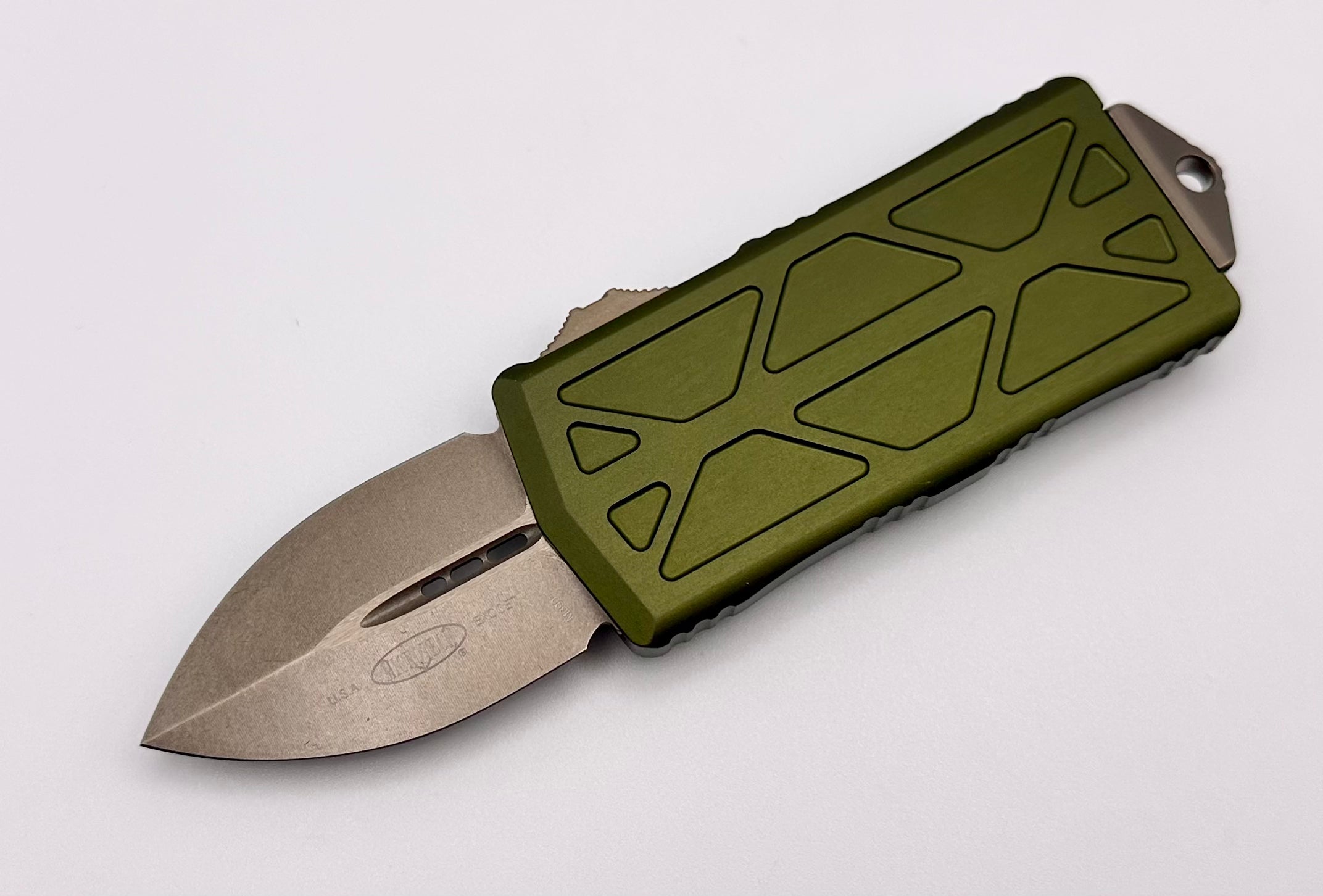 Premium Microtech Exocet Double Edge Bronze & OD Green Knife