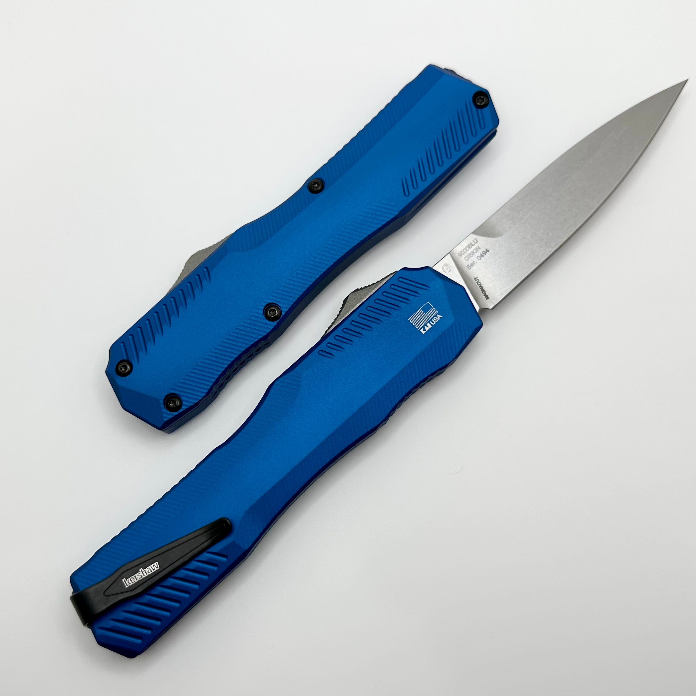 Kershaw Livewire Premium OTF Automatic Knife - Blue Aluminum & MagnaCut