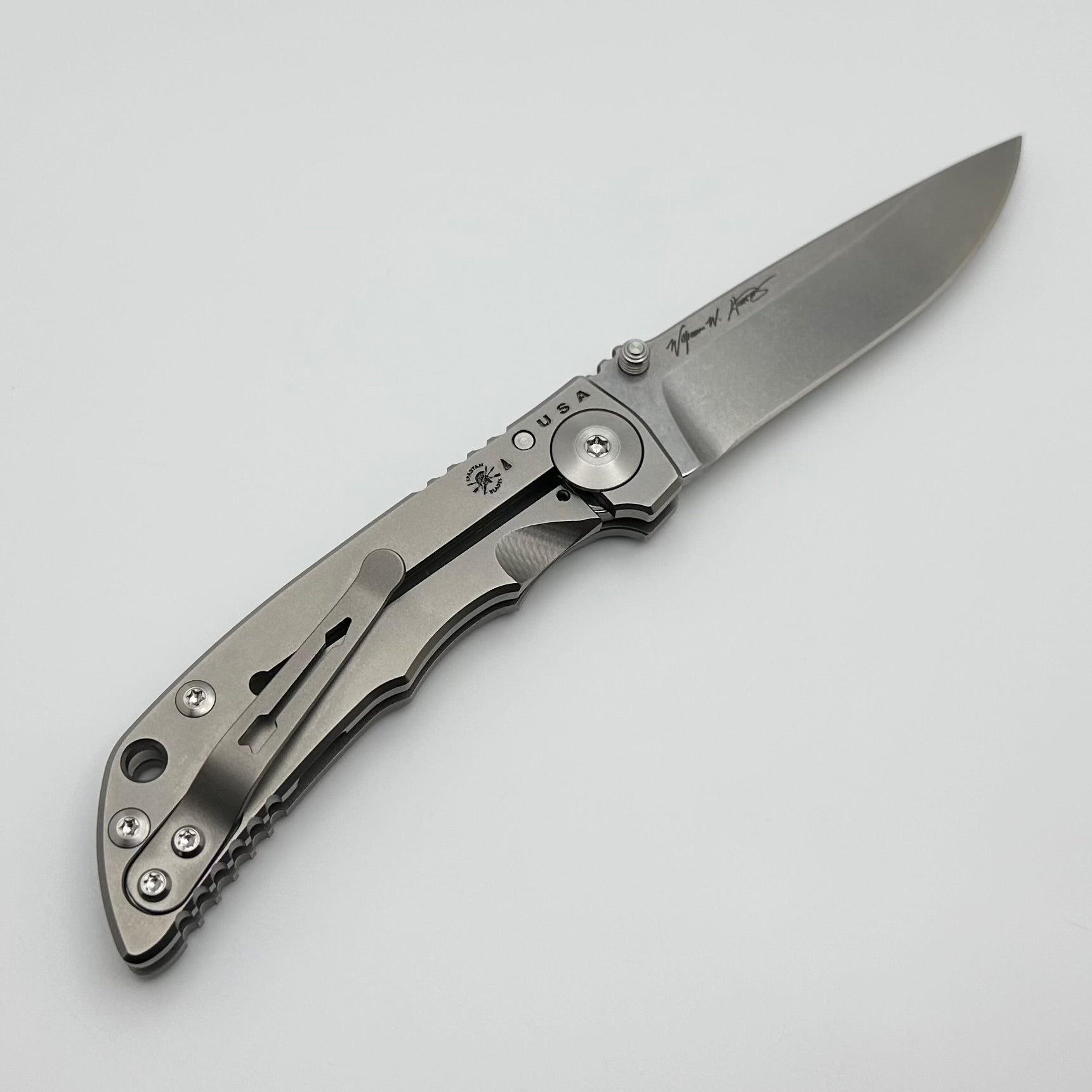 Premium Spartan Blades Harsey Folder 3.25 - Stonewashed Titanium EDC Knife