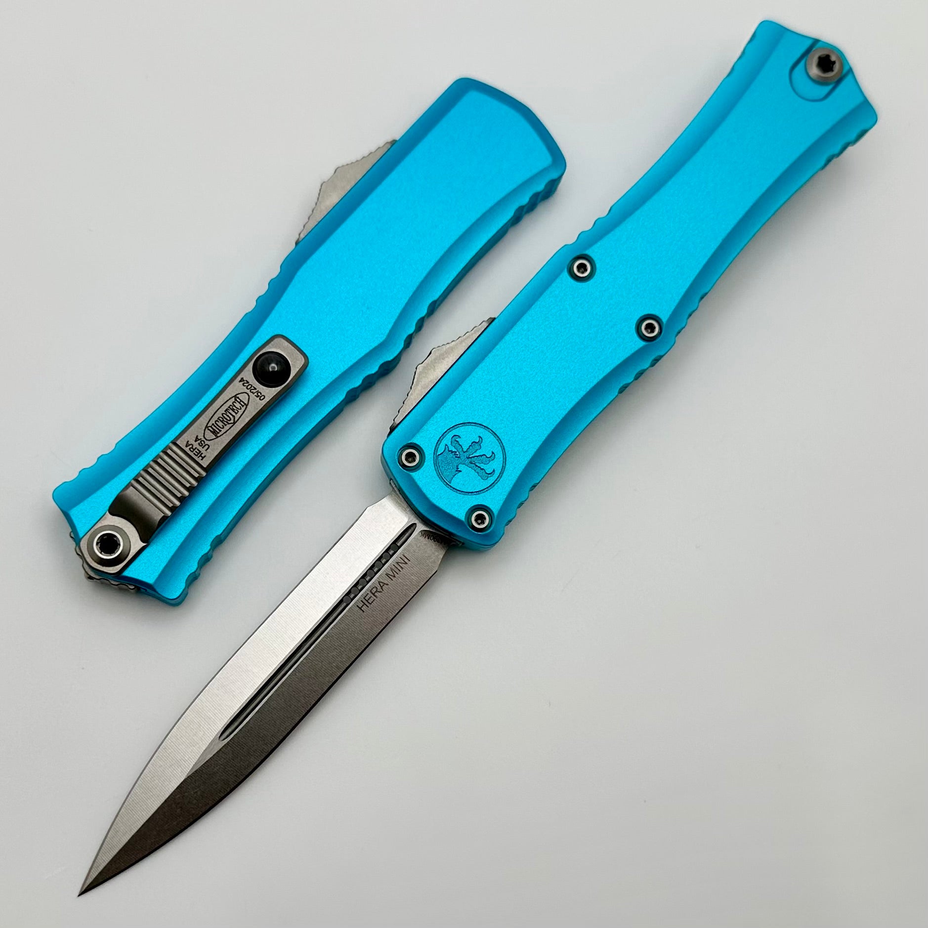 Microtech Premium Mini Hera OTF Knife - M390MK Blade & Turquoise Handle