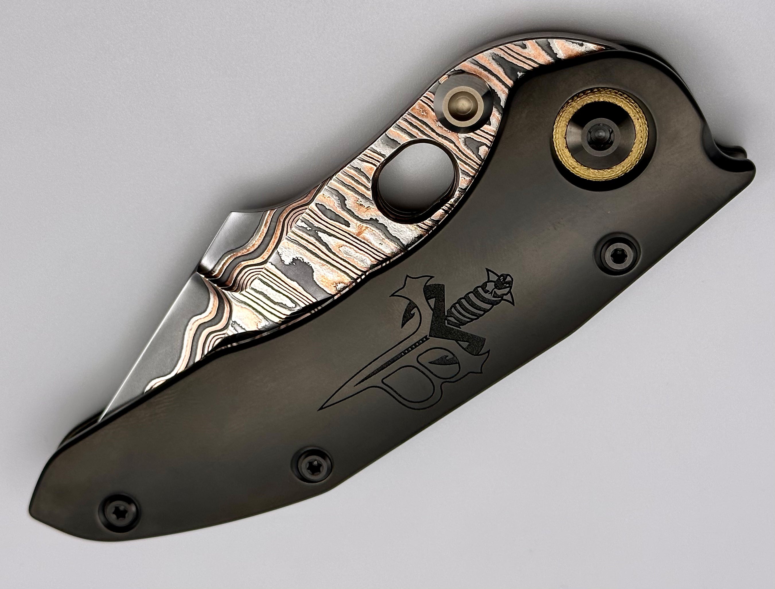 Premium Marfione Custom Stitch Knife with Double Star Grind & DLC Titanium Handle