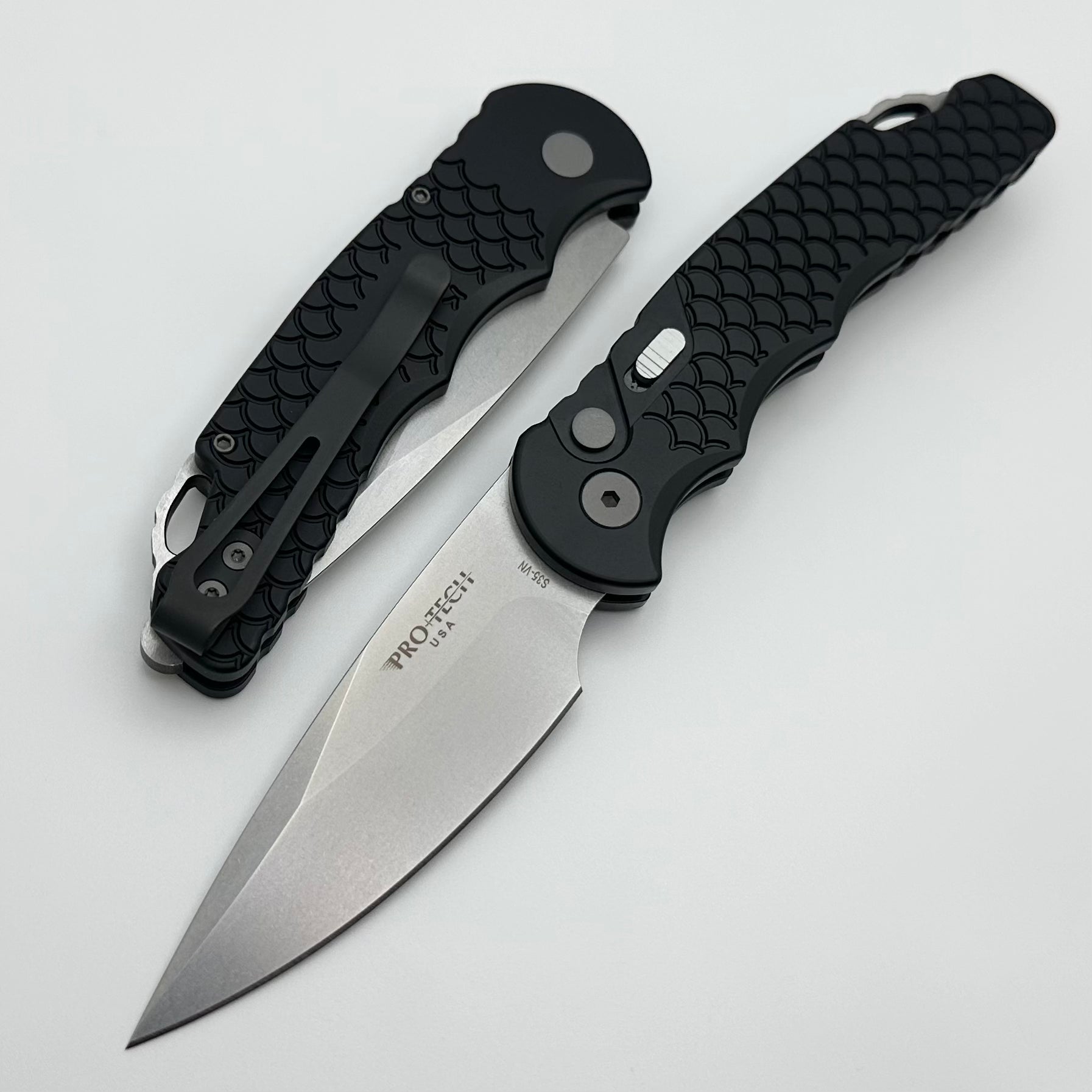 Pro-Tech TR-5 Ultimate EDC Automatic Knife - Black Fish Scale Handle, Stonewash S35VN Blade