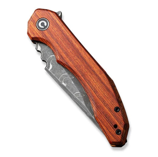 Premium Civivi Bluetick Flipper Knife - Guibourtia Wood & Damascus Steel