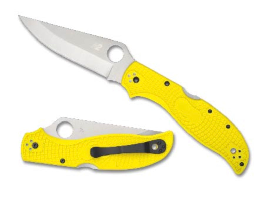 Spyderco Stretch 2 XL Ultimate Lightweight Folding Knife - Yellow FRN & H-2 Steel