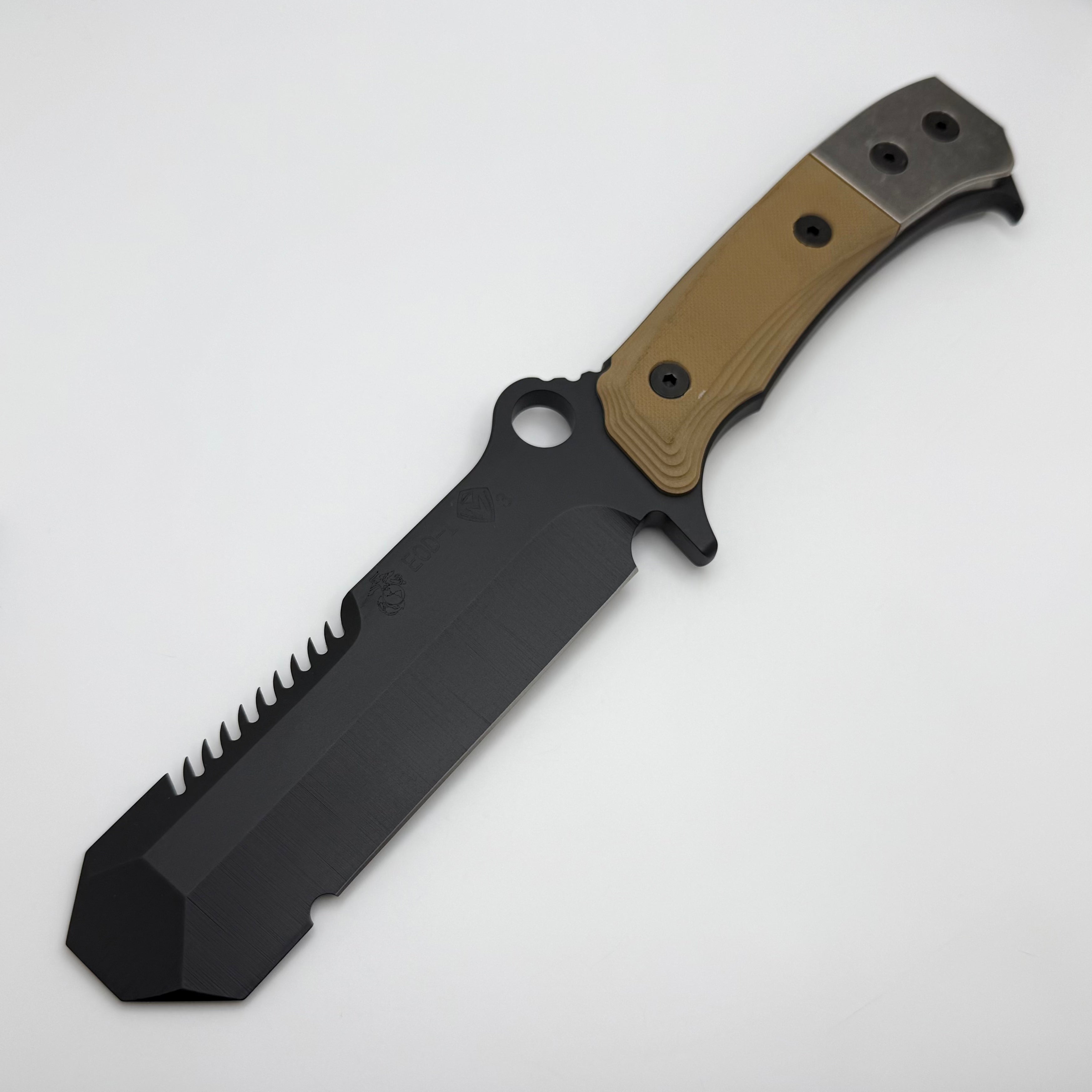 Premium Medford USMC EOD Tactical Fixed Blade Knife - Coyote G-10 & DLC 3V