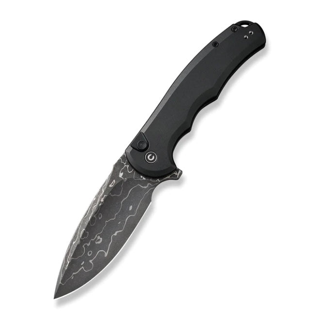 Civivi Praxis Flipper Knife - Premium Black Aluminum & Damascus Steel