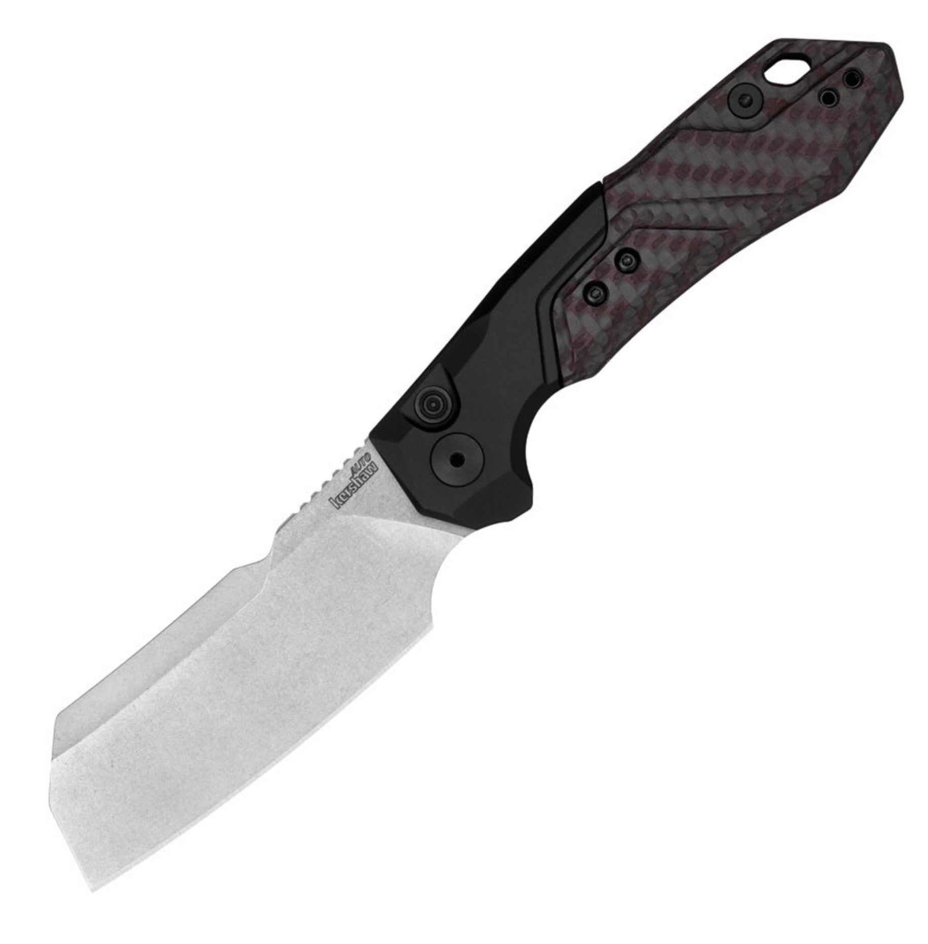 Kershaw Launch 14 Automatic Cleaver Knife - Premium CPM-154 Blade & Black/Red Carbon Fiber Handle