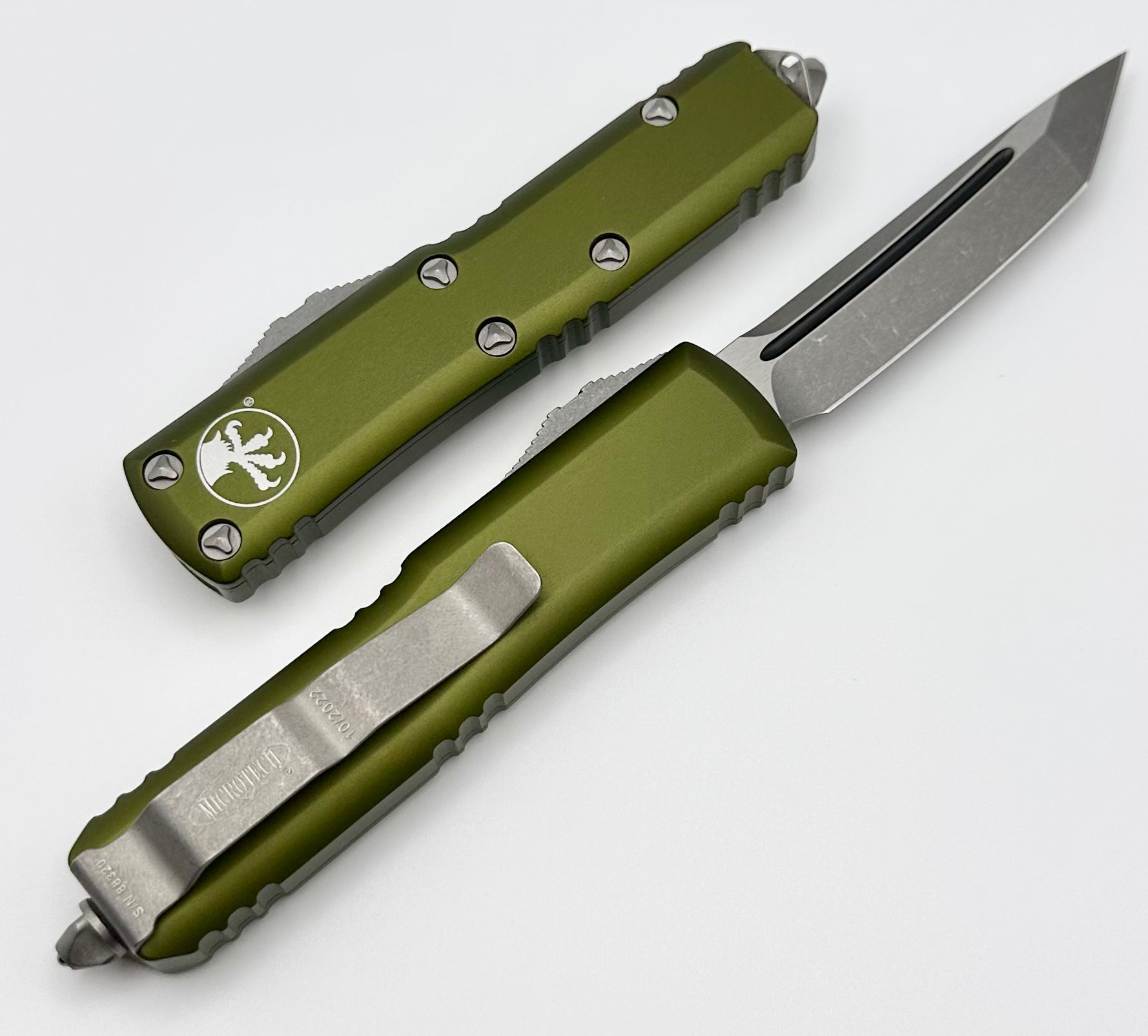 Premium Microtech UTX-85 Tanto Tactical EDC Knife - Apocalyptic Finish & OD Green