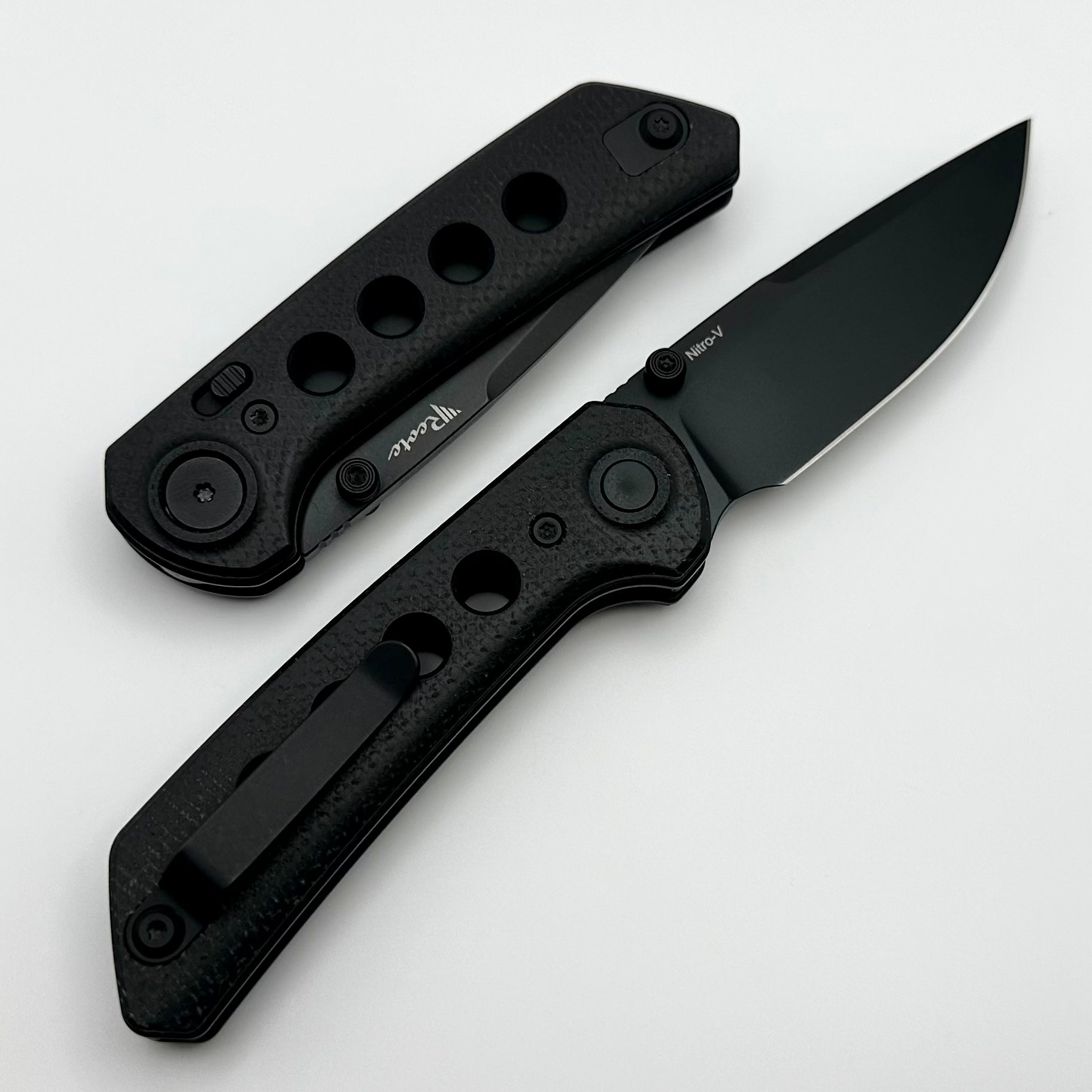 Reate Knives PL-XT Ultimate Tactical Folder - Black Micarta & G-10 Inlays with PVD Coated Nitro-V Blade