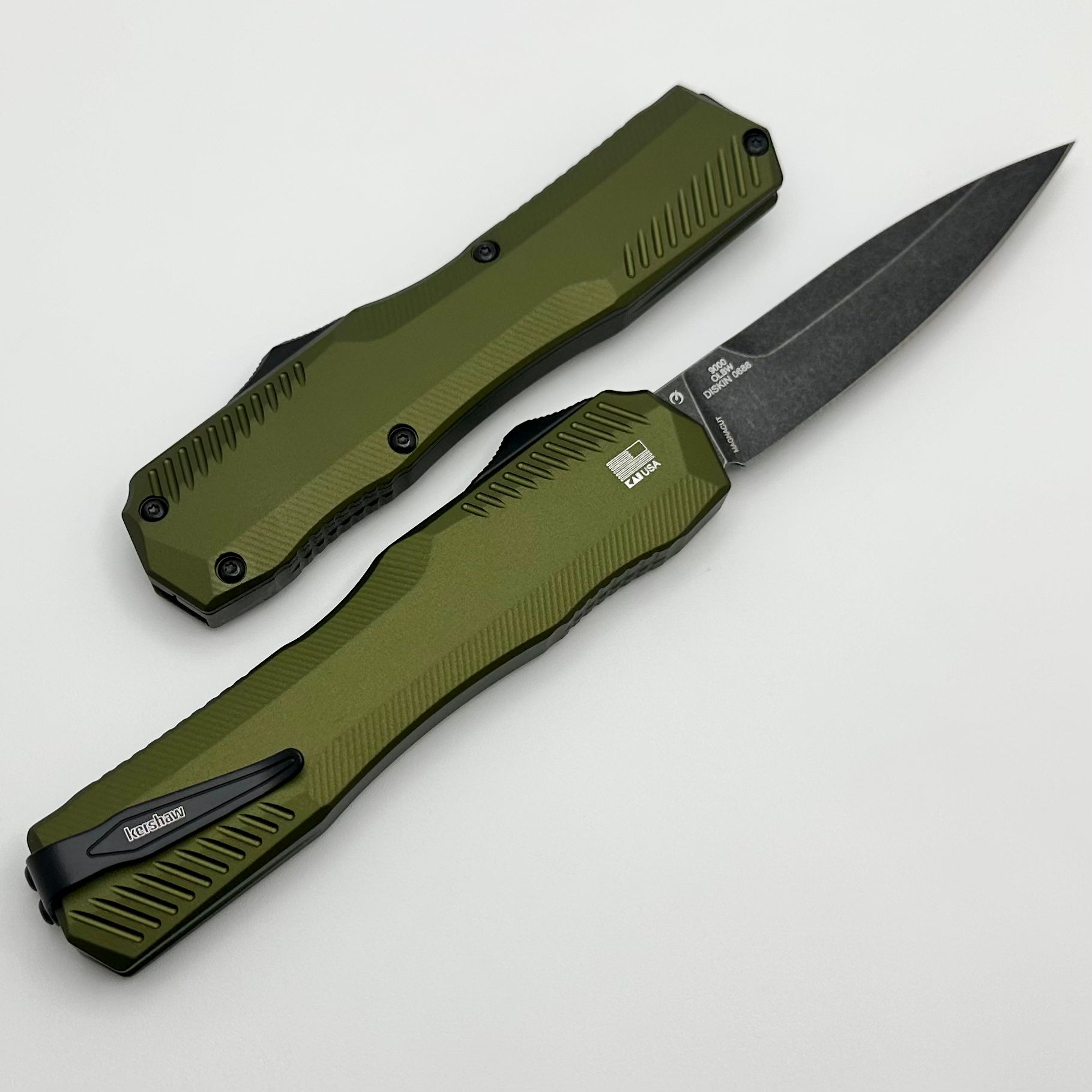 Kershaw Livewire Premium OTF Automatic Knife - Olive Green Aluminum & Blackwash MagnaCut