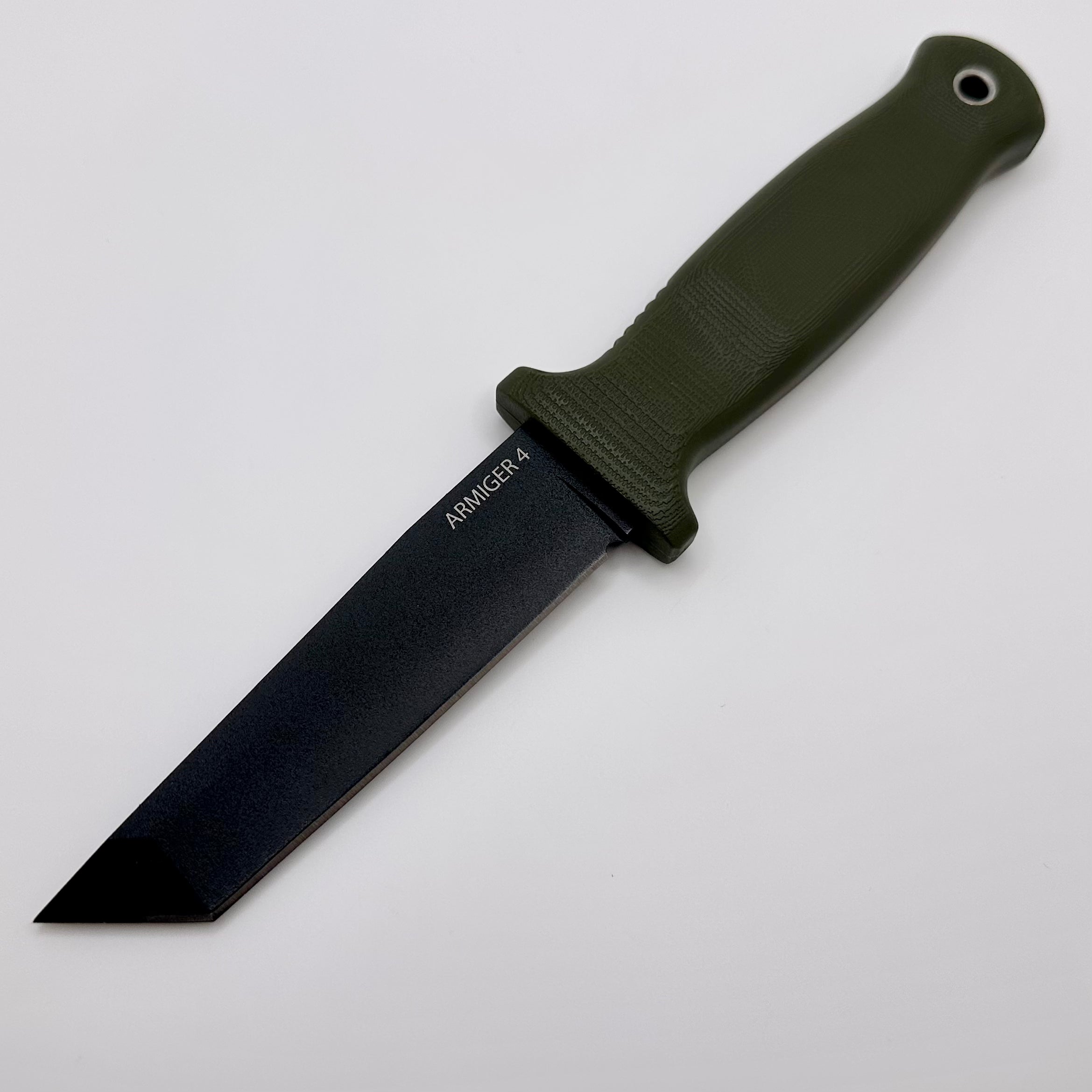Premium Demko Armiger 4 Fixed Blade Knife - Black Tanto & OD TPR Handle