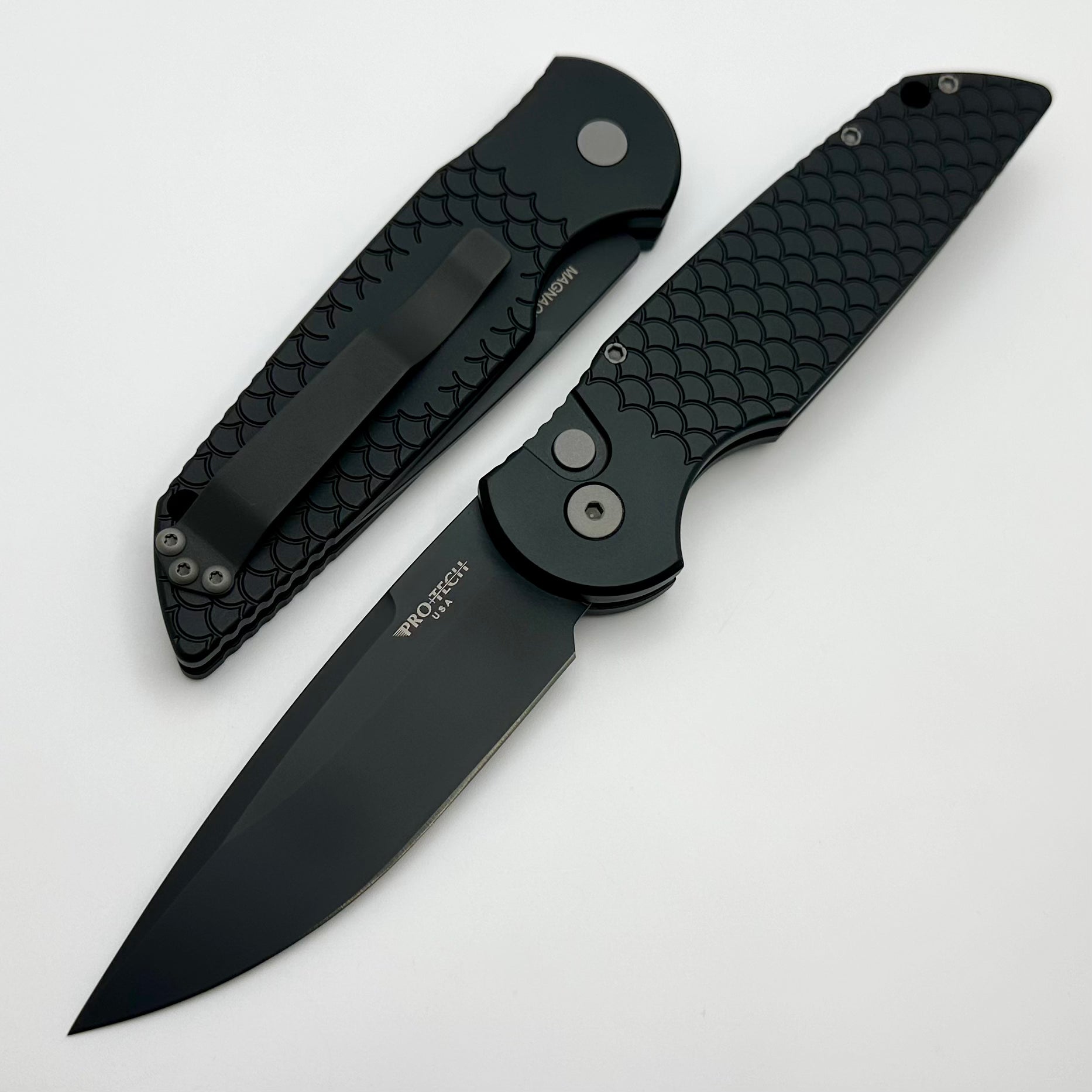 Pro-Tech TR-3 X1 Black Fish Scale Handle & Black MagnaCut Blade – Ultimate EDC Knife