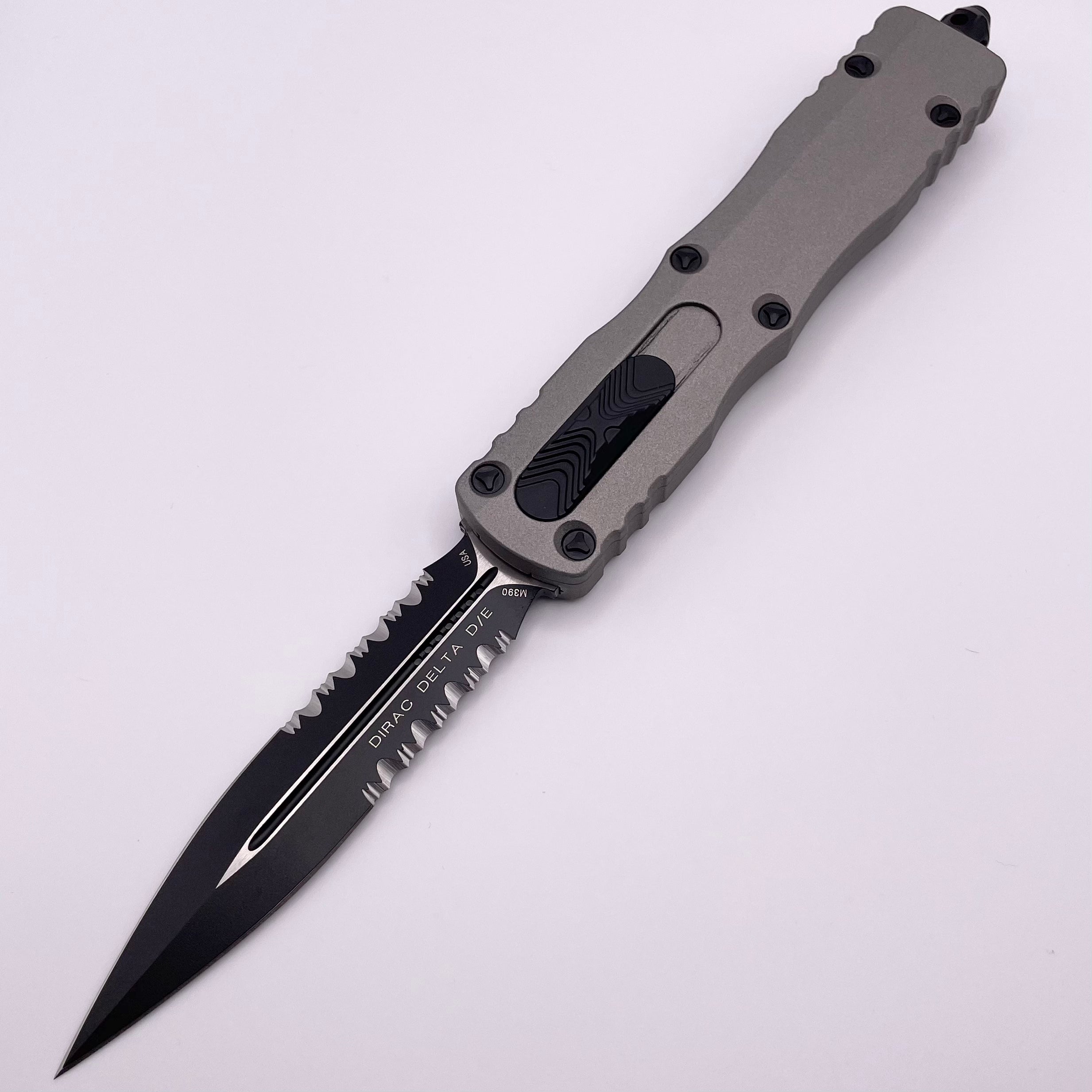 Microtech Dirac Delta Double Edge OTF Knife - Titanium Gray, Pre-Owned