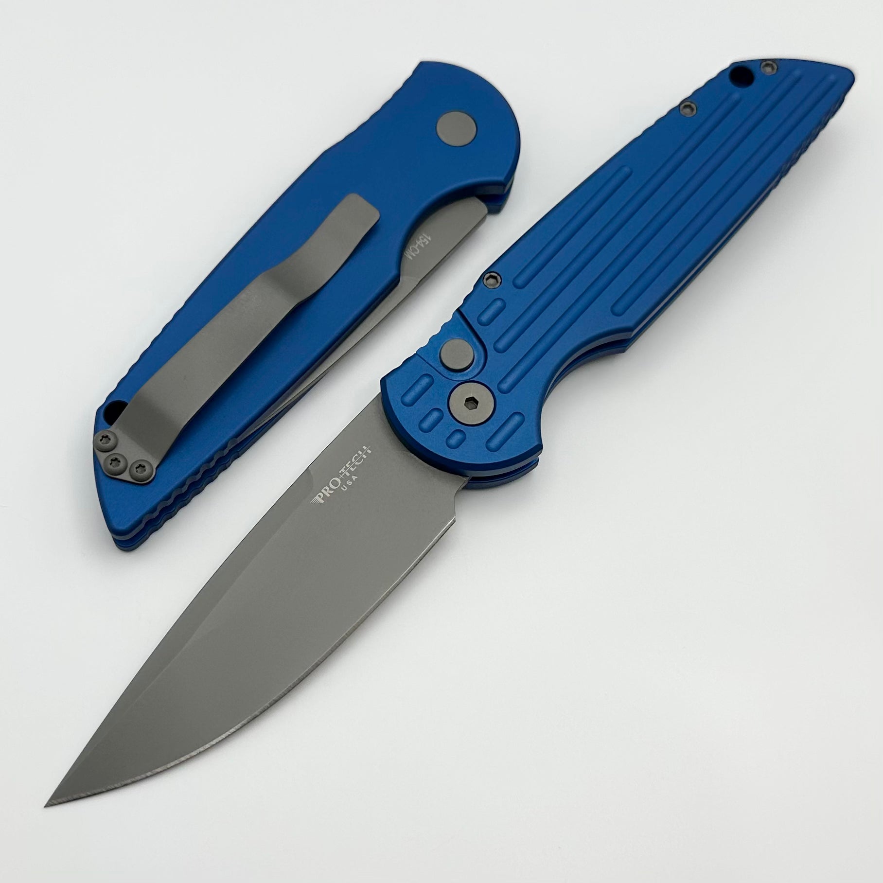 Pro-Tech TR-3 Ultimate Tactical Knife - Dark Blue Grooved Handle & Blasted 154-CM Blade