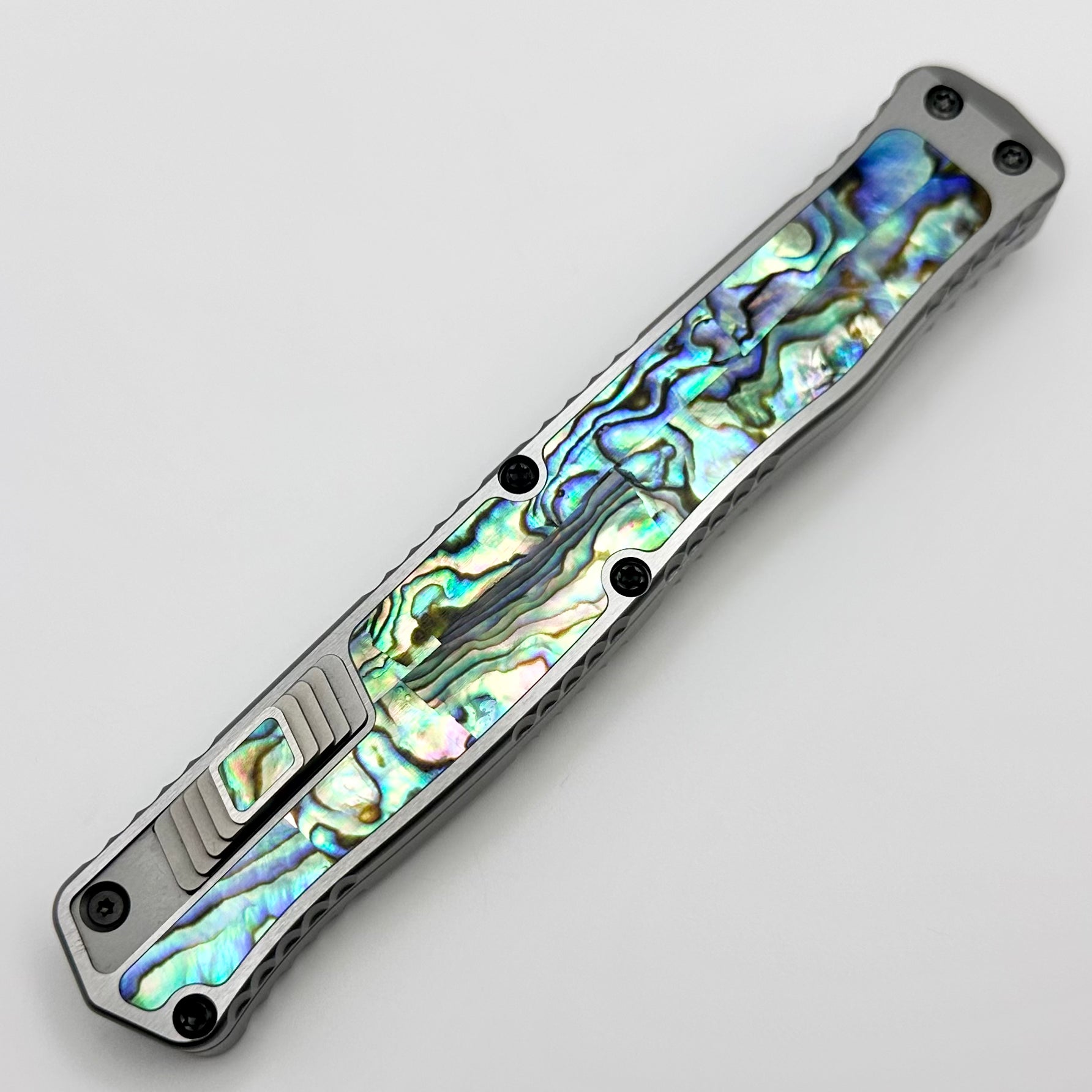 Premium Heretic Knives Cleric II - Stainless Steel Handle with Abalone Inlays & Mirror-Finished Elmax Tanto Blade