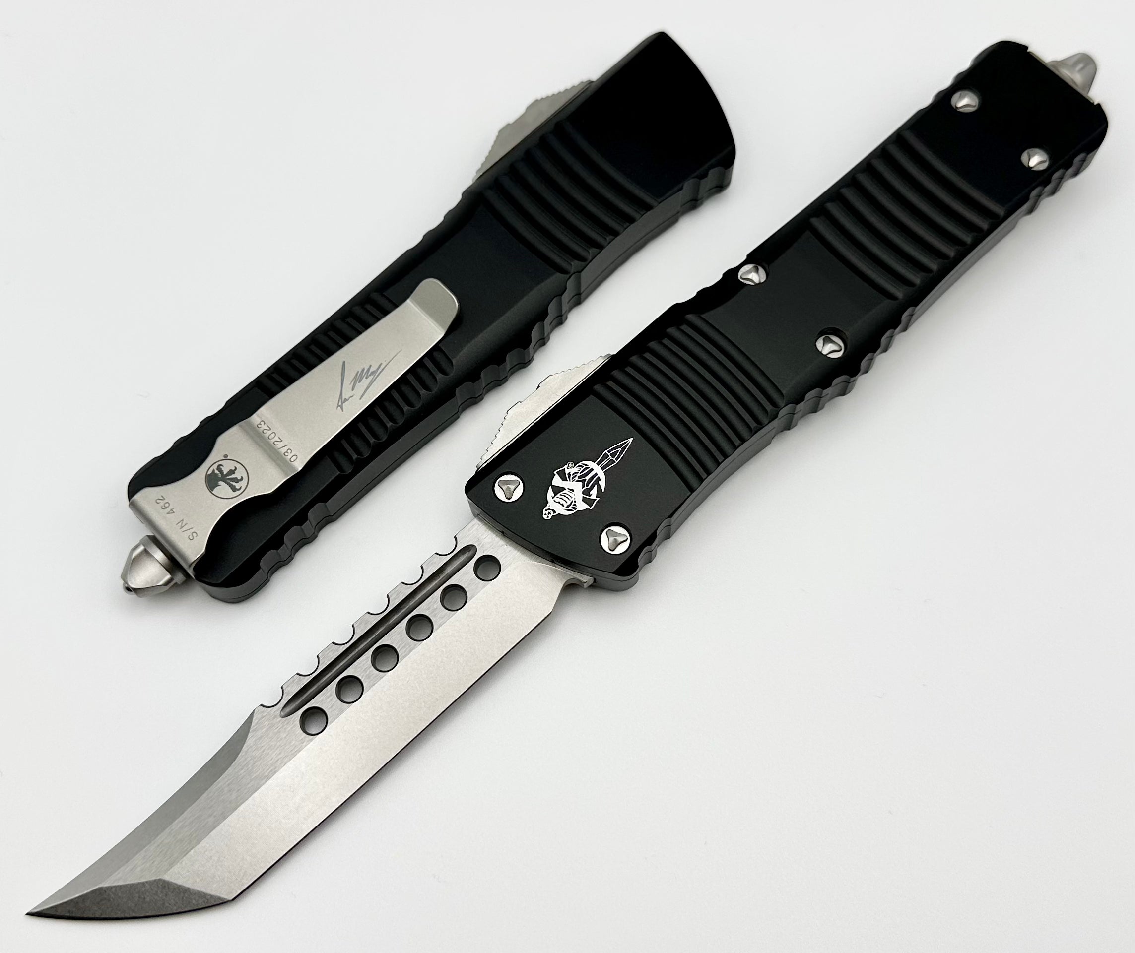 Ultimate Microtech Combat Troodon Hellhound Tactical Knife - Stonewash & Black Signature Series