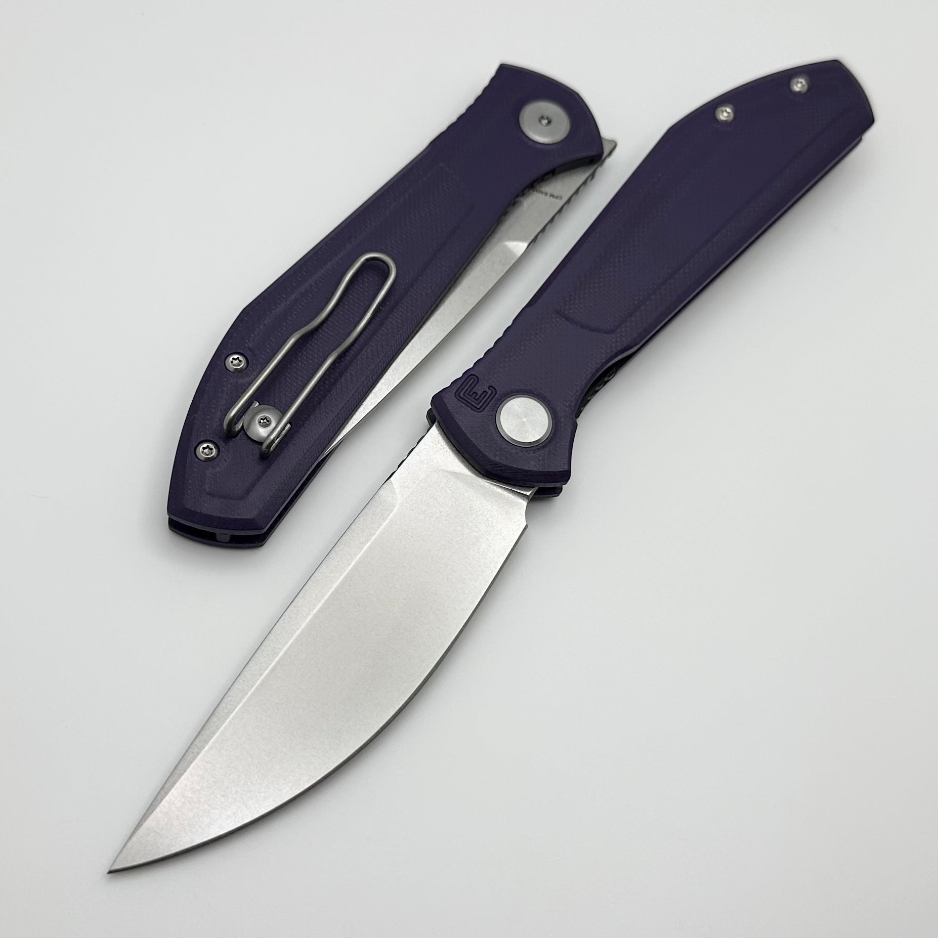 Custom Knife Factory - Echo Splinter Front Flipper | Premium Violet G-10 & Stonewash CPM-S35VN