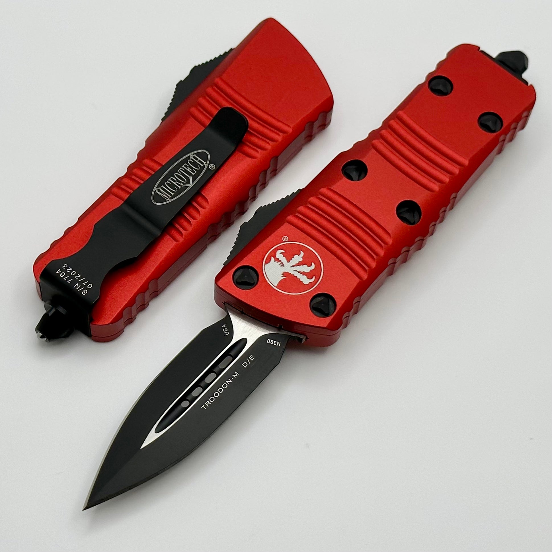 Microtech Troodon Mini Double Edge Black & Red OTF Knife