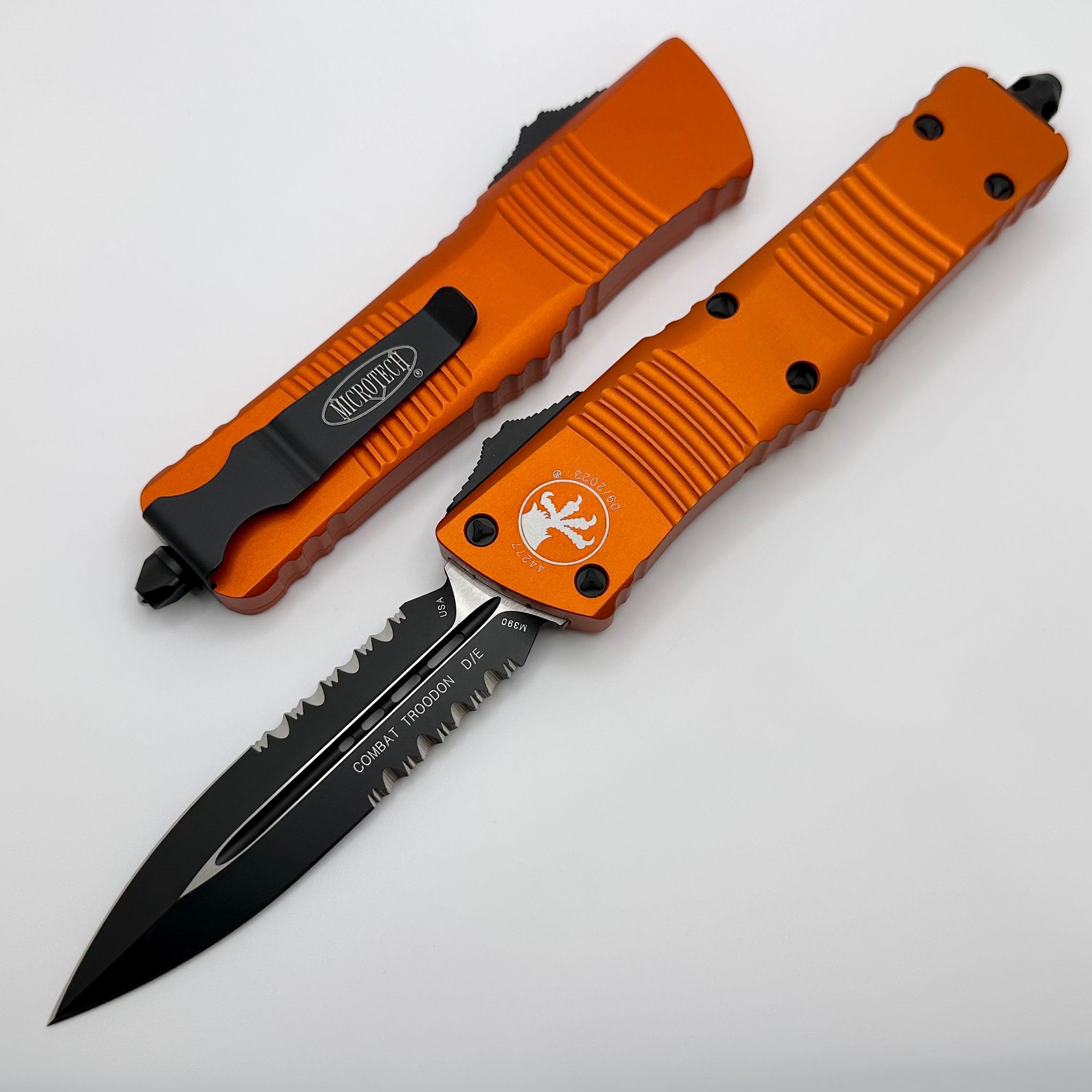 Microtech Combat Troodon D/E Black & Orange Tactical OTF Knife